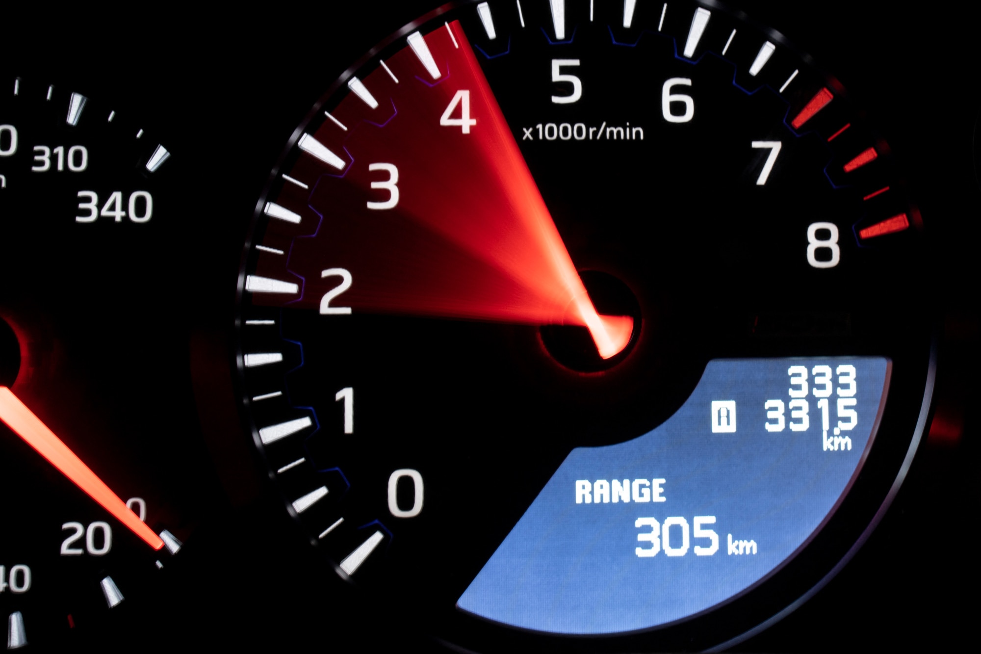 Tachometer on a Nissan GT-R