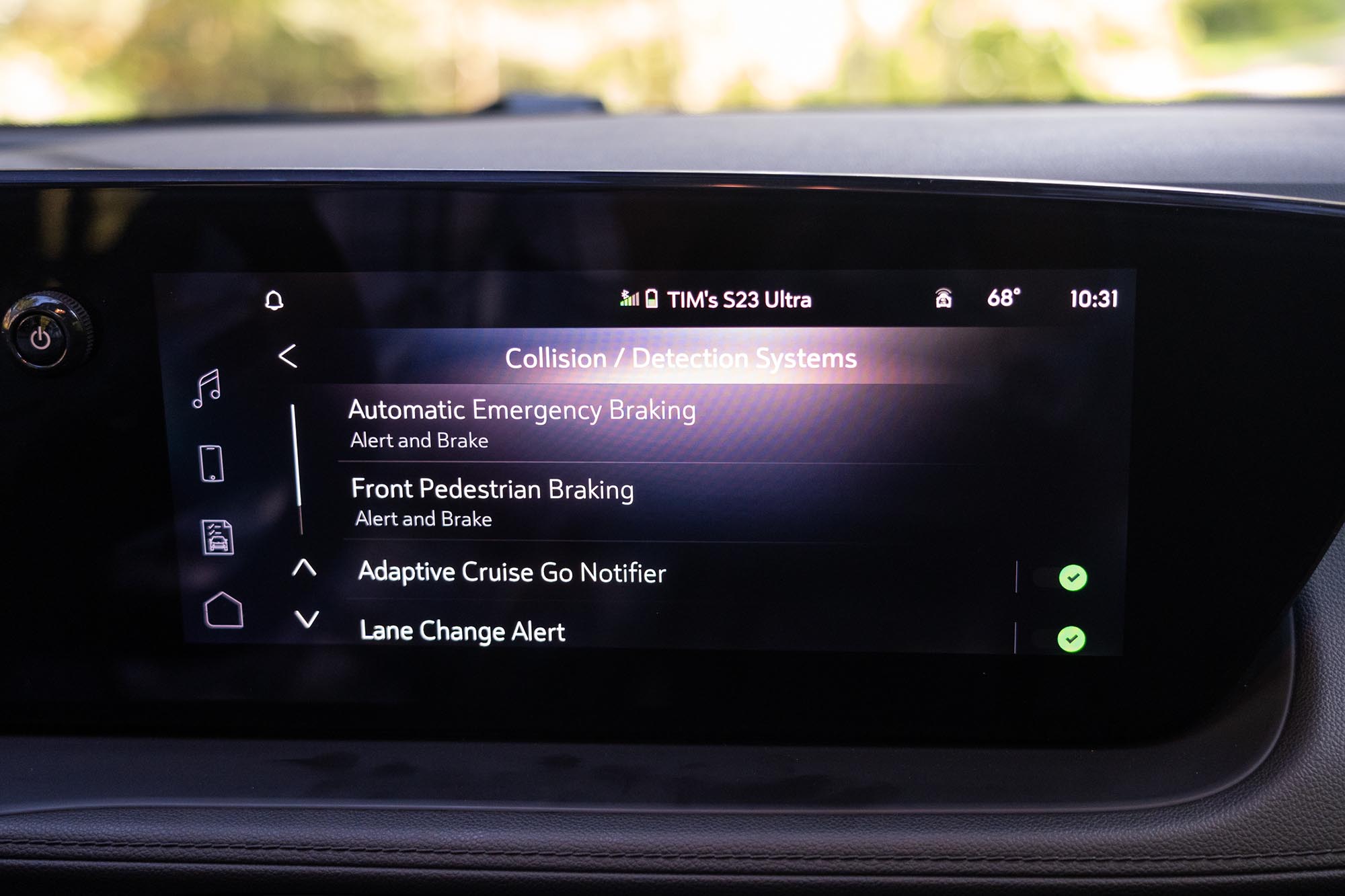 2024 Buick Encore GX safety features on screen