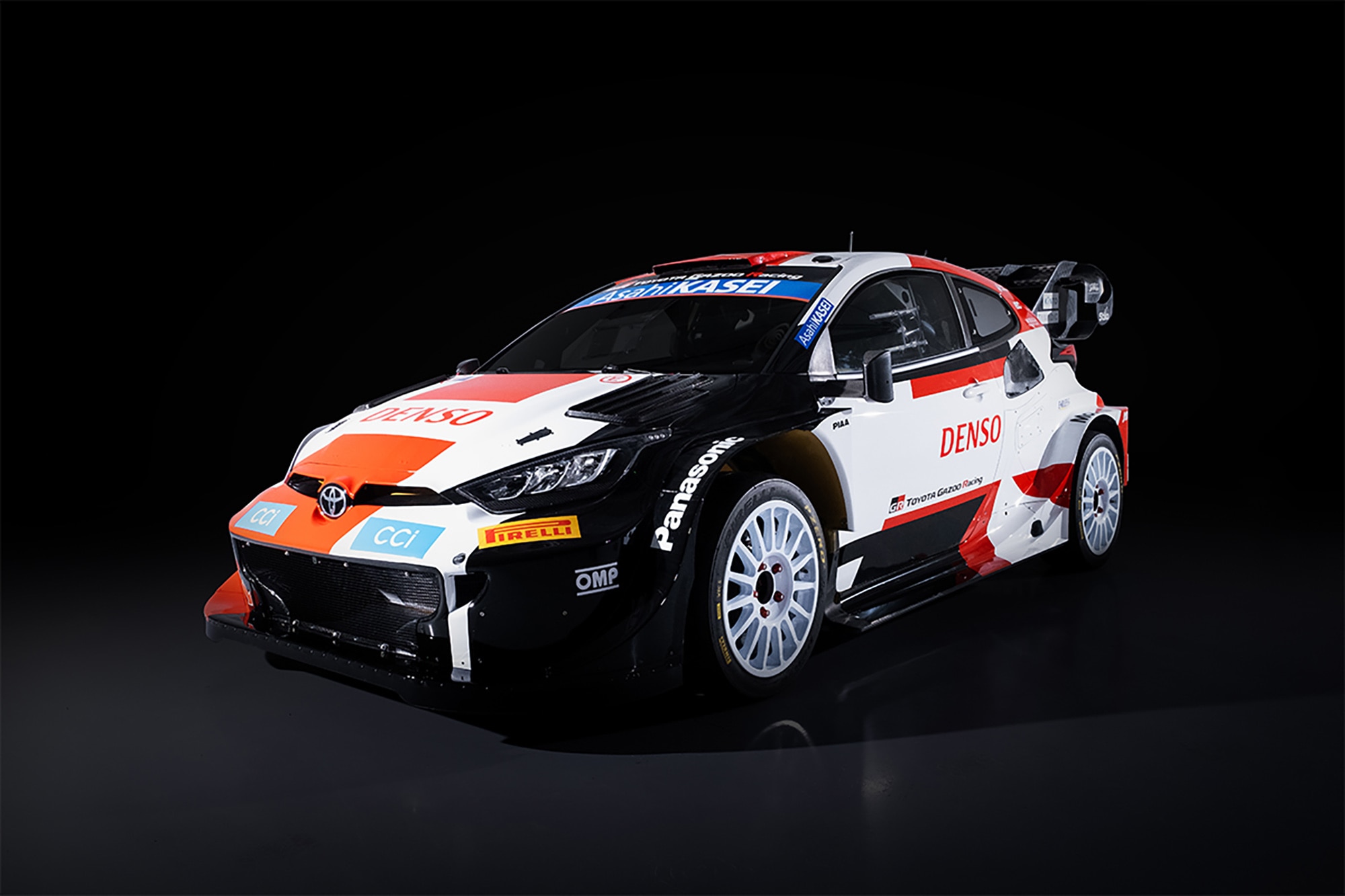 Toyota GR Yaris Rally1 in a photo studio