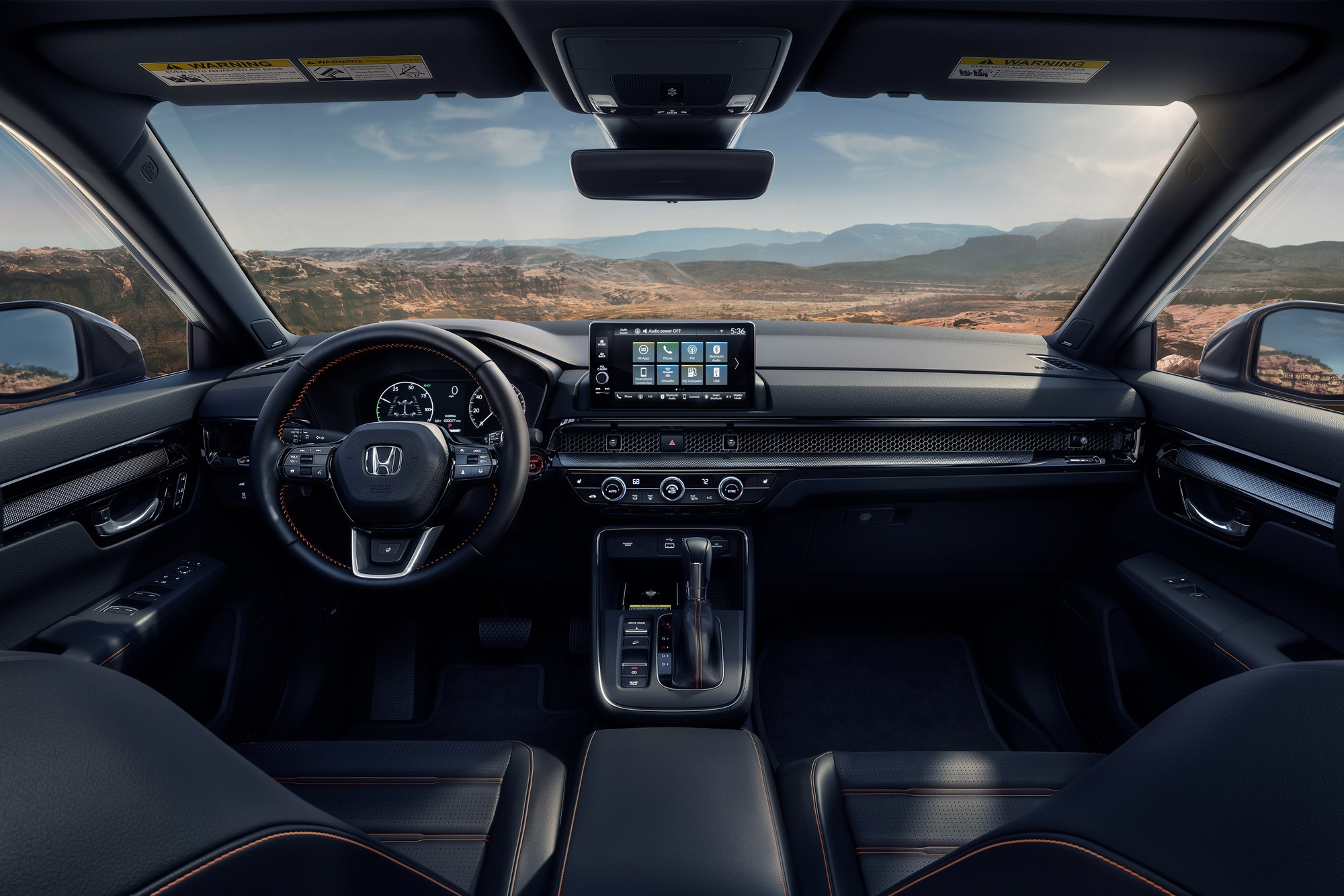 2023 Honda CR-V interior and dashboard with mountain view