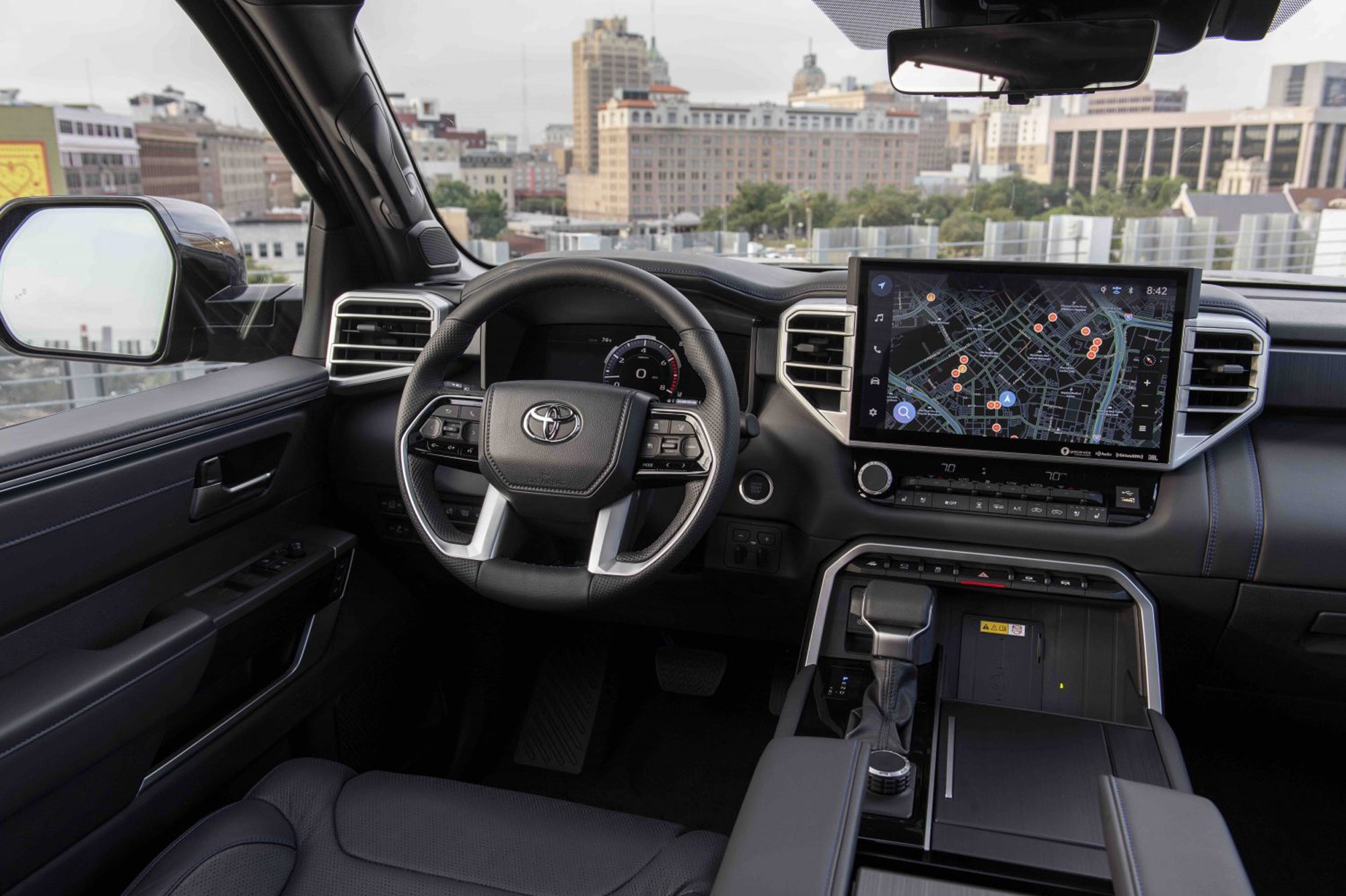 Dashboard and steering wheel of a 2024 Toyota Tundra
