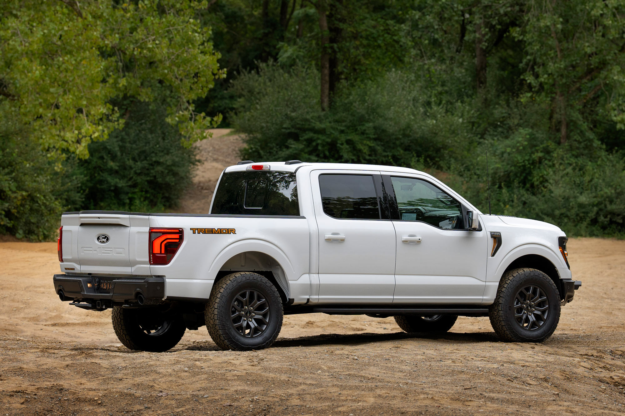 Side view of a white 2024 Ford F-150