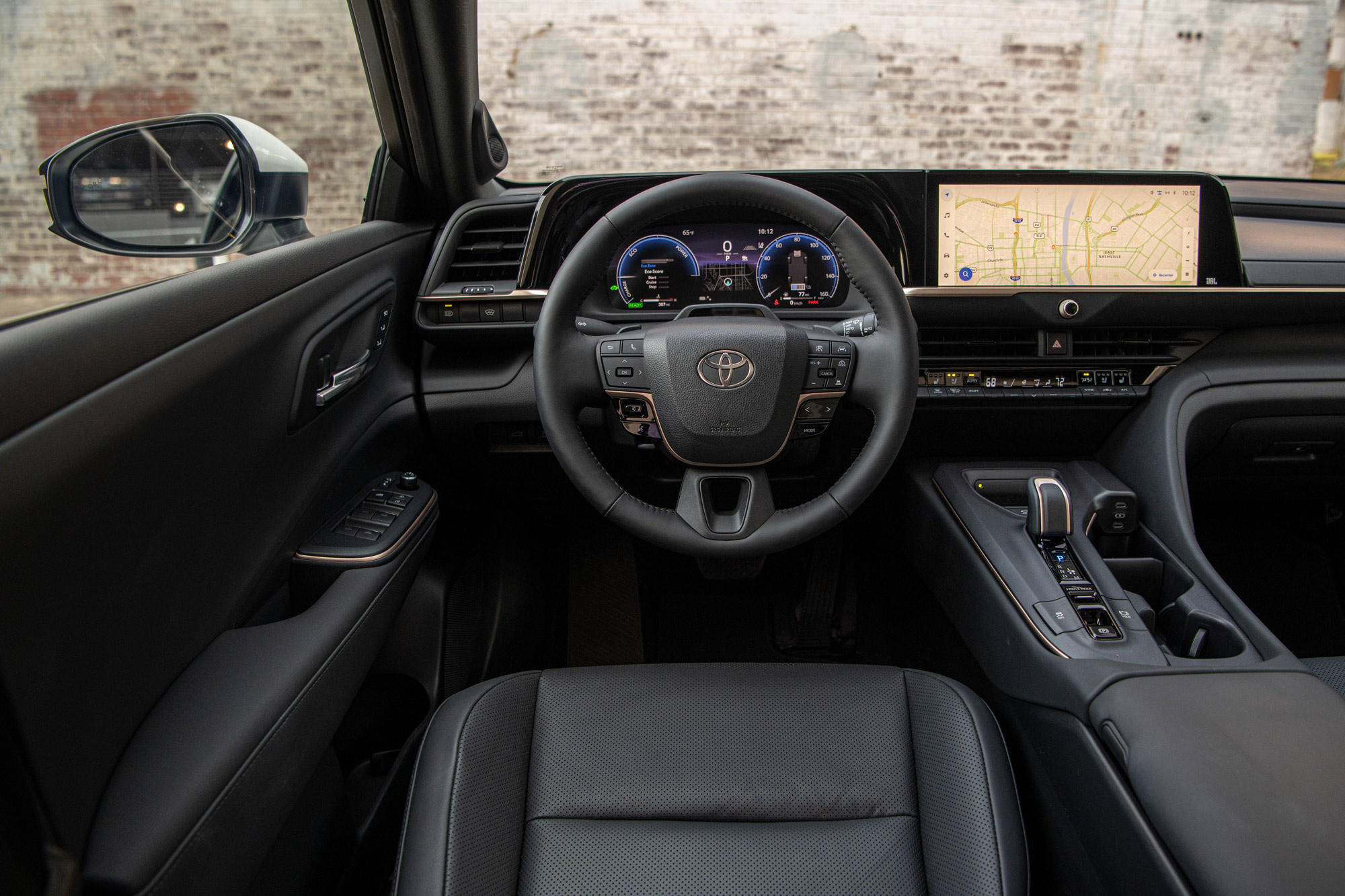Steering wheel and dashboard of a 2023 Toyota Crown sedan