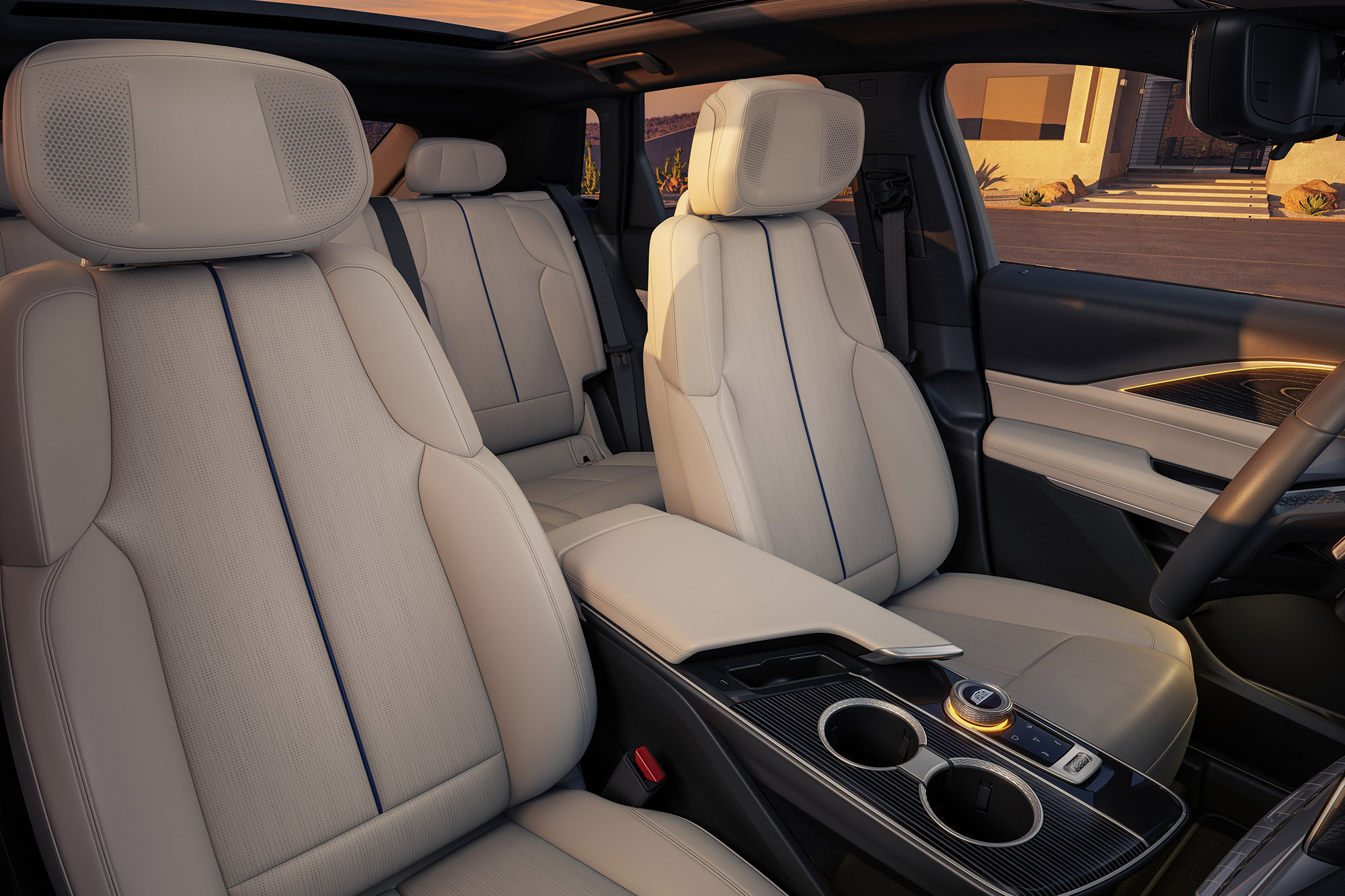 2024 Cadillac Lyriq front seats and center console.
