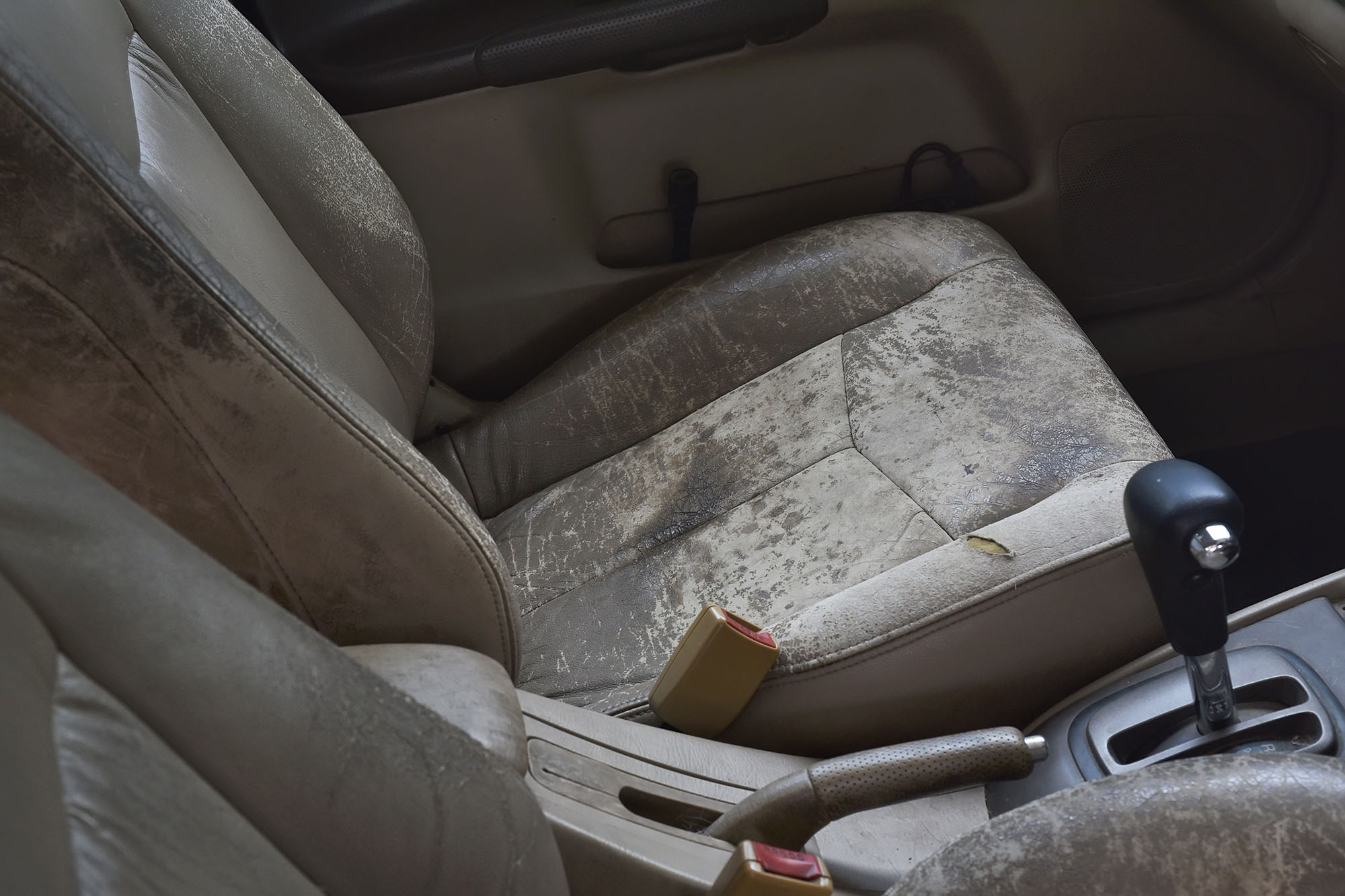 Worn-out car interior