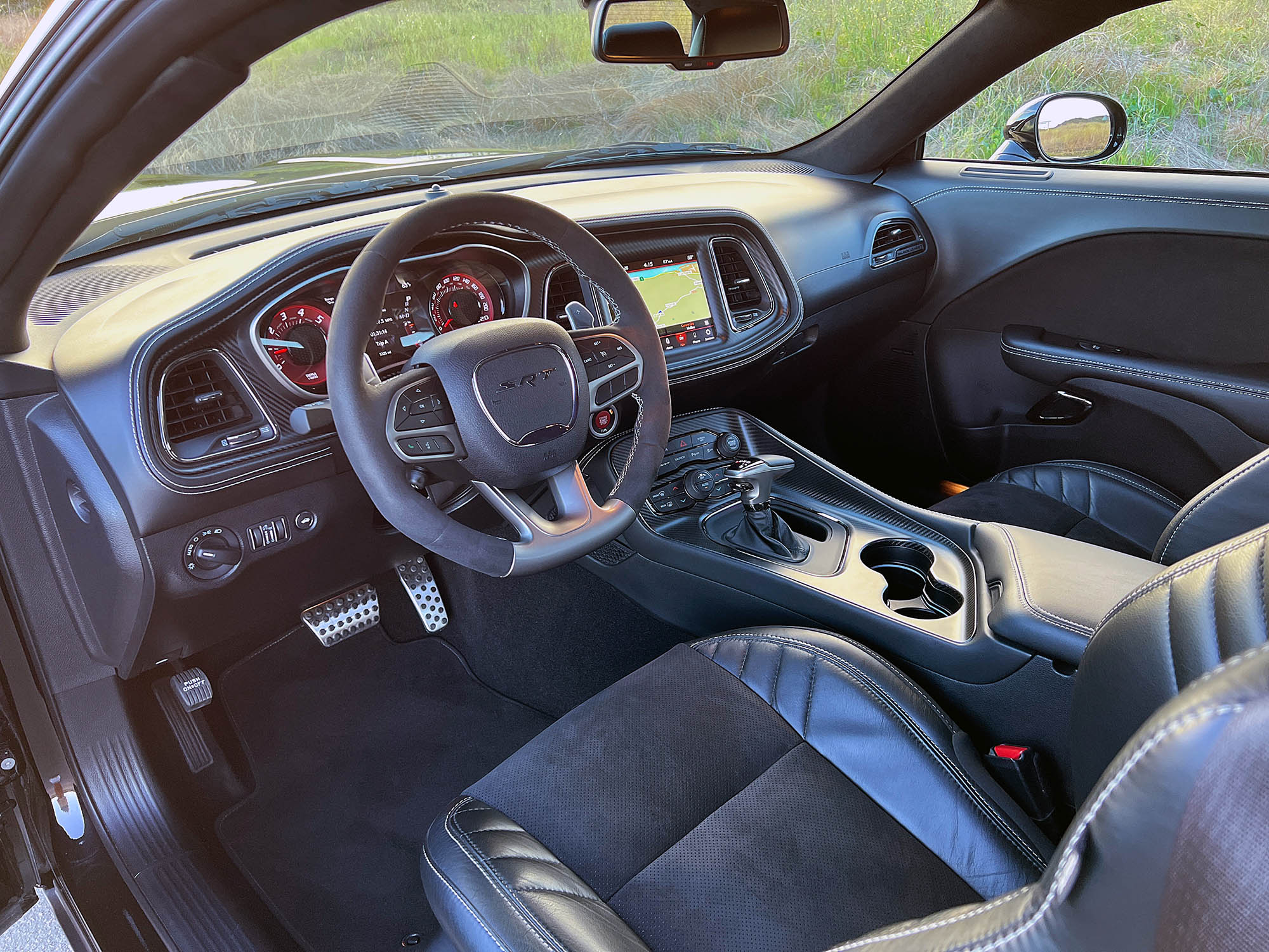 2023 Dodge Challenger Black Ghost interior, dashboard, and front seats.