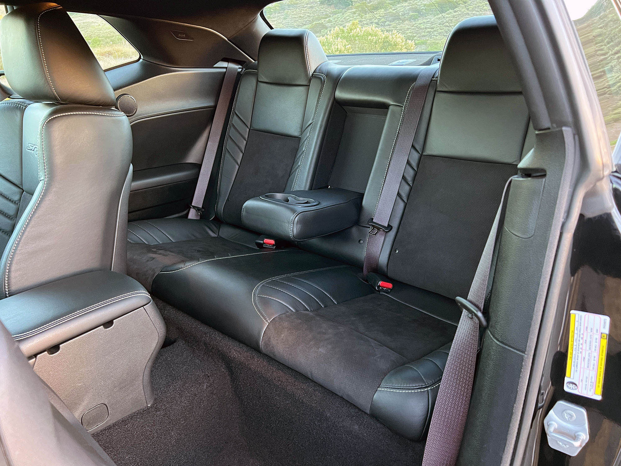 2023 Dodge Challenger Black Ghost interior, back seats.