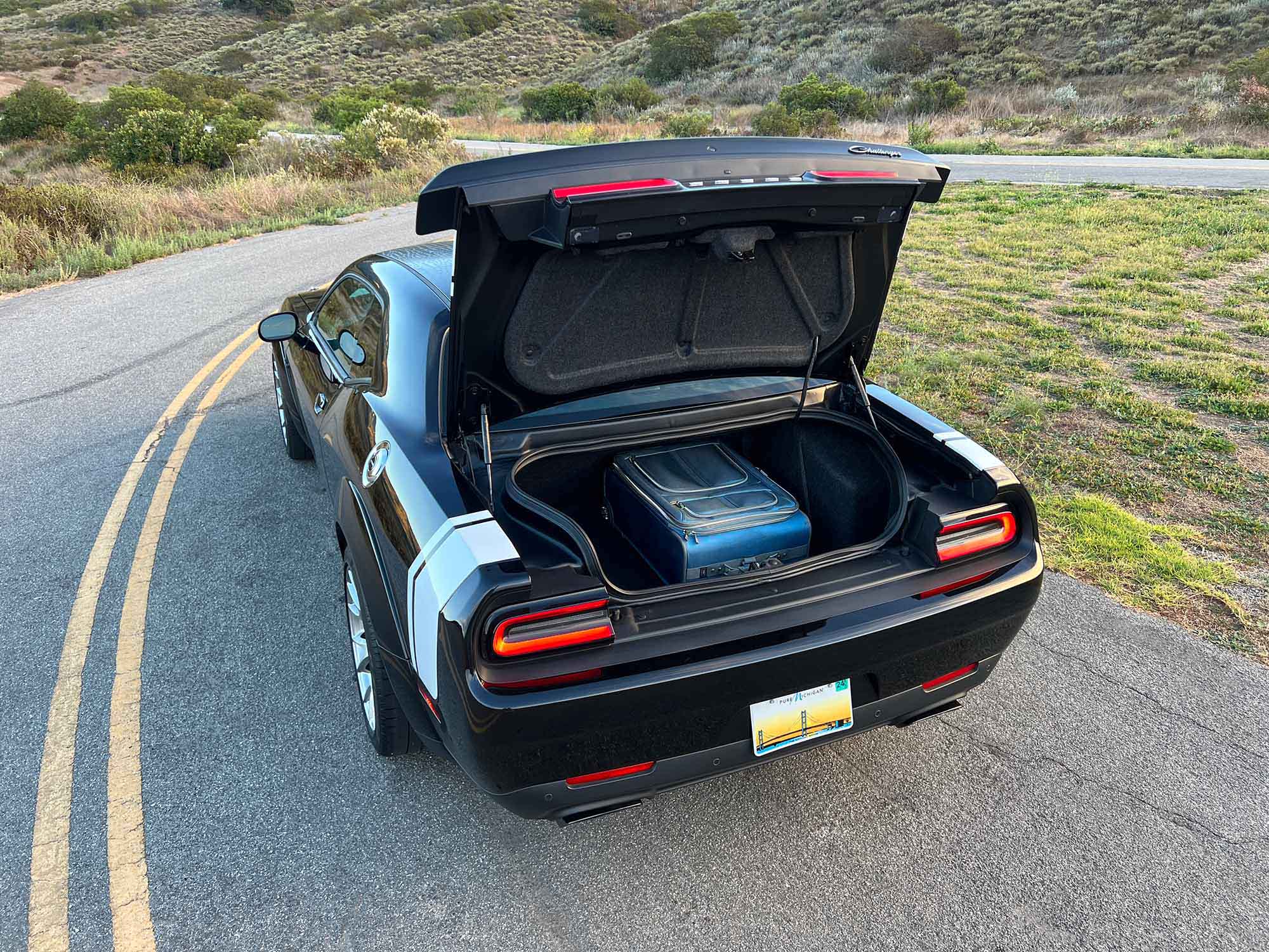 2023 Dodge Challenger Black Ghost trunk and cargo space.