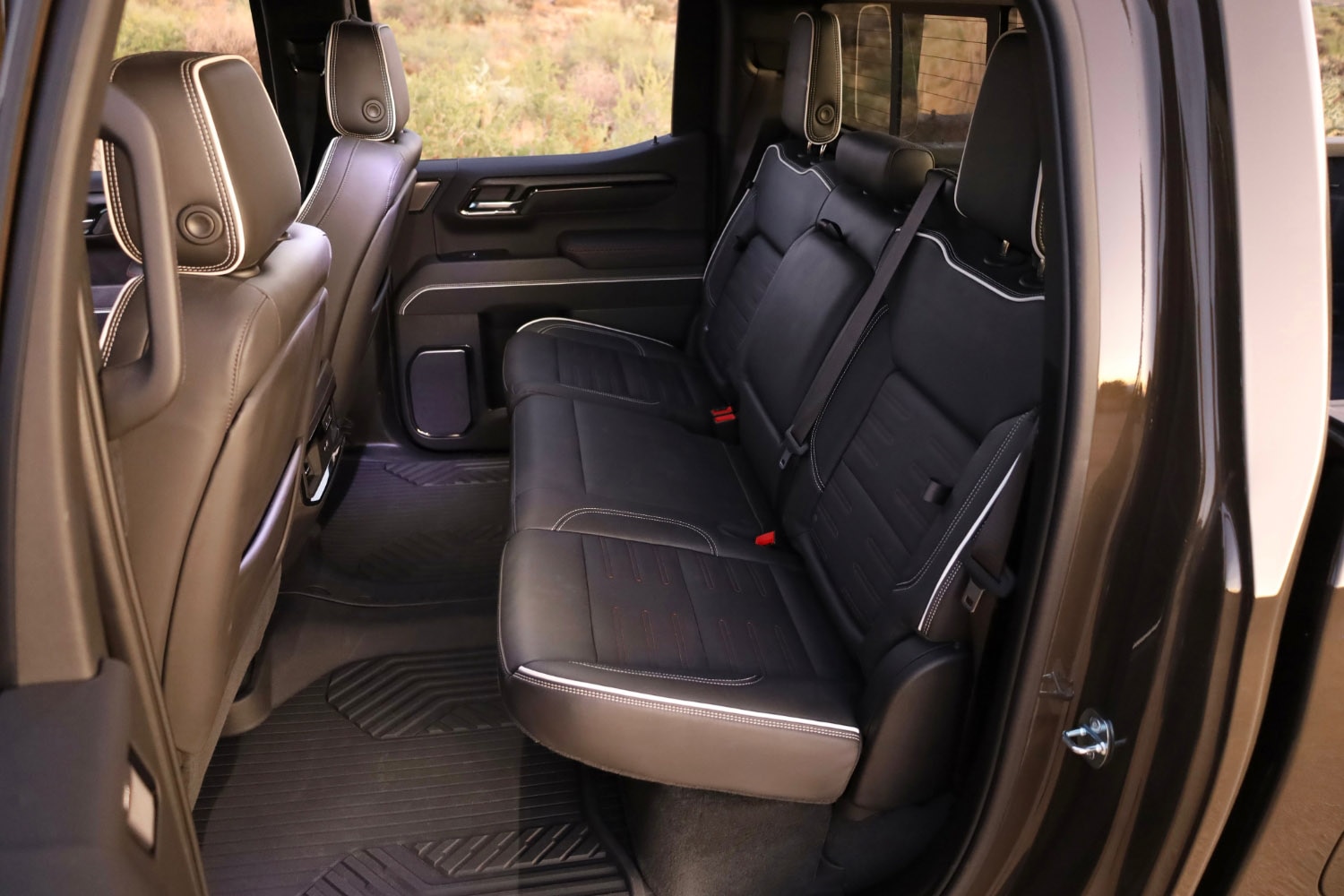The rear seats of the 2023 GMC Sierra 1500 AT4X
