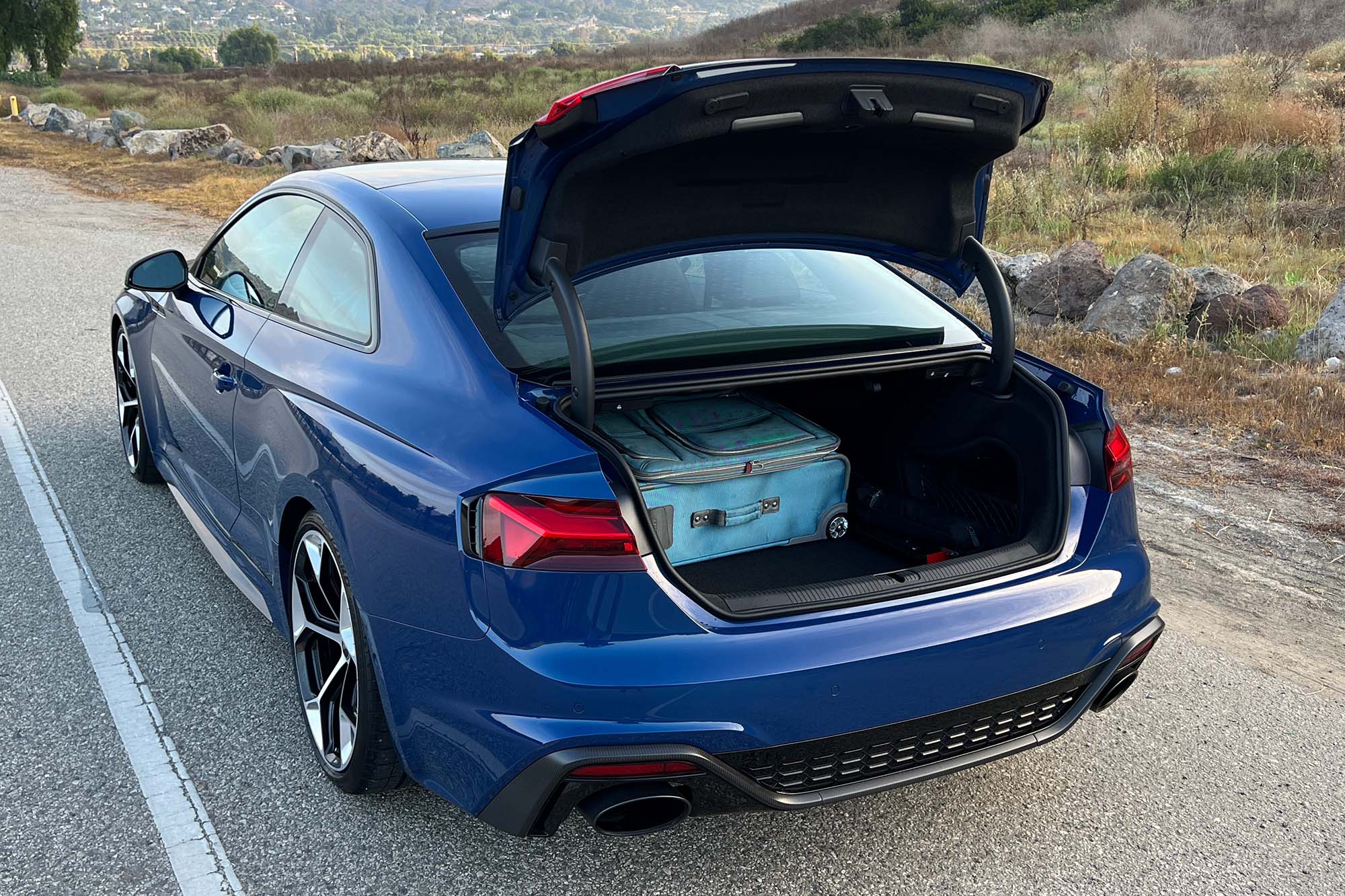 Suitcase in the trunk of a 2023 Audi RS 5