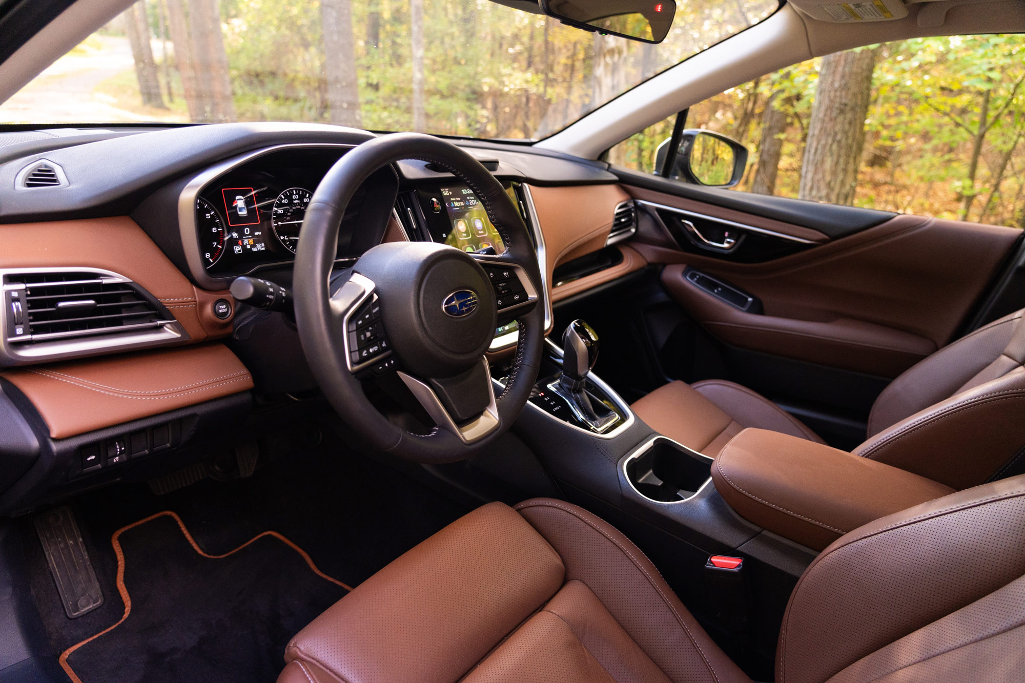 2024 Subaru Legacy brown and black interior and steering wheel.