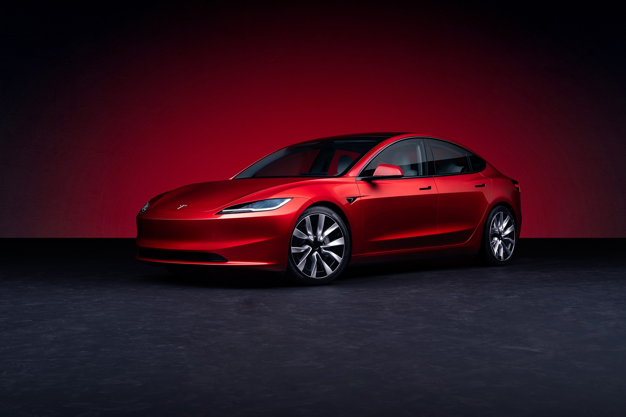 Tesla Model 3 for 2024 in Ultra Red