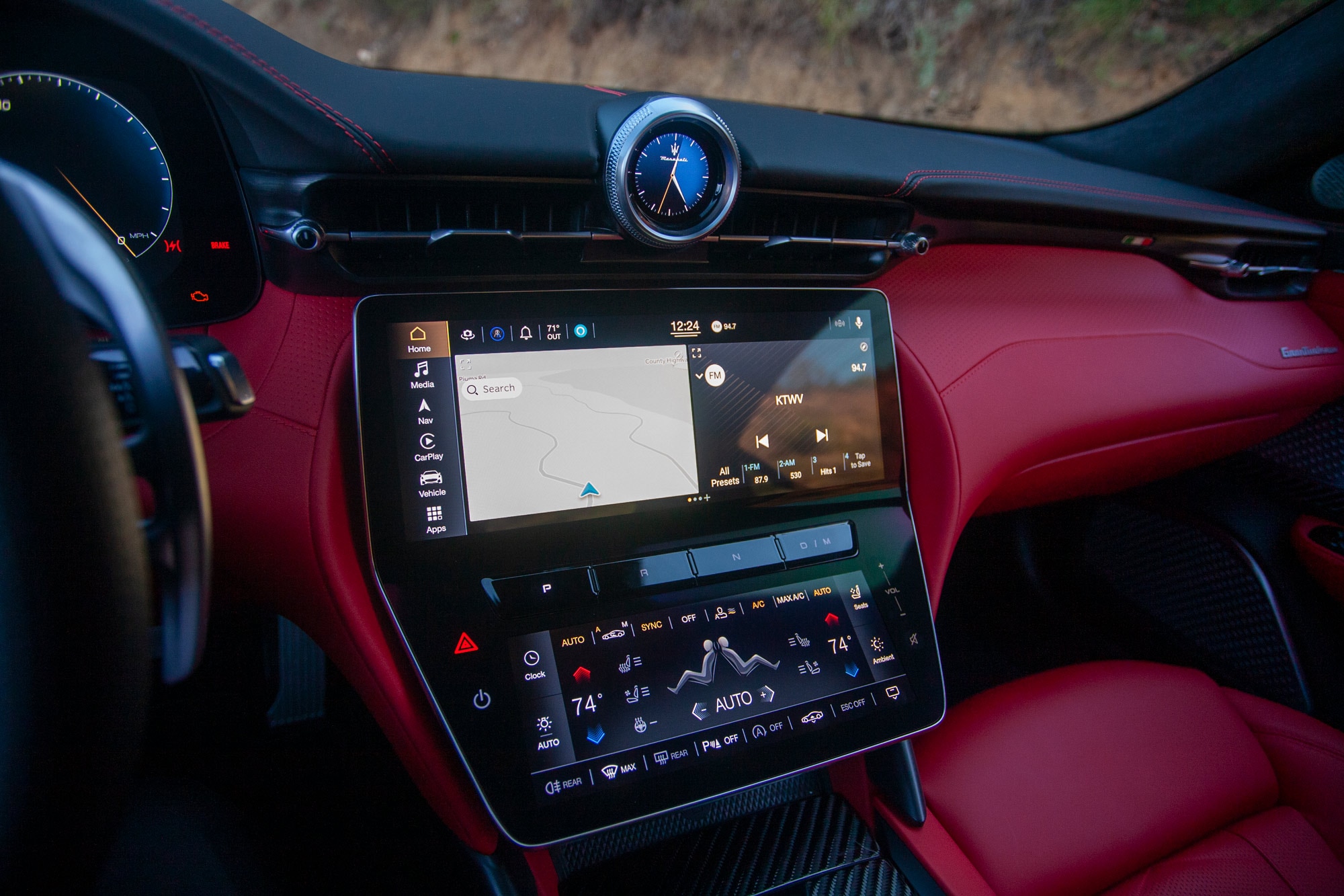 Infotainment screen in a 2024 Maserati GranTurismo