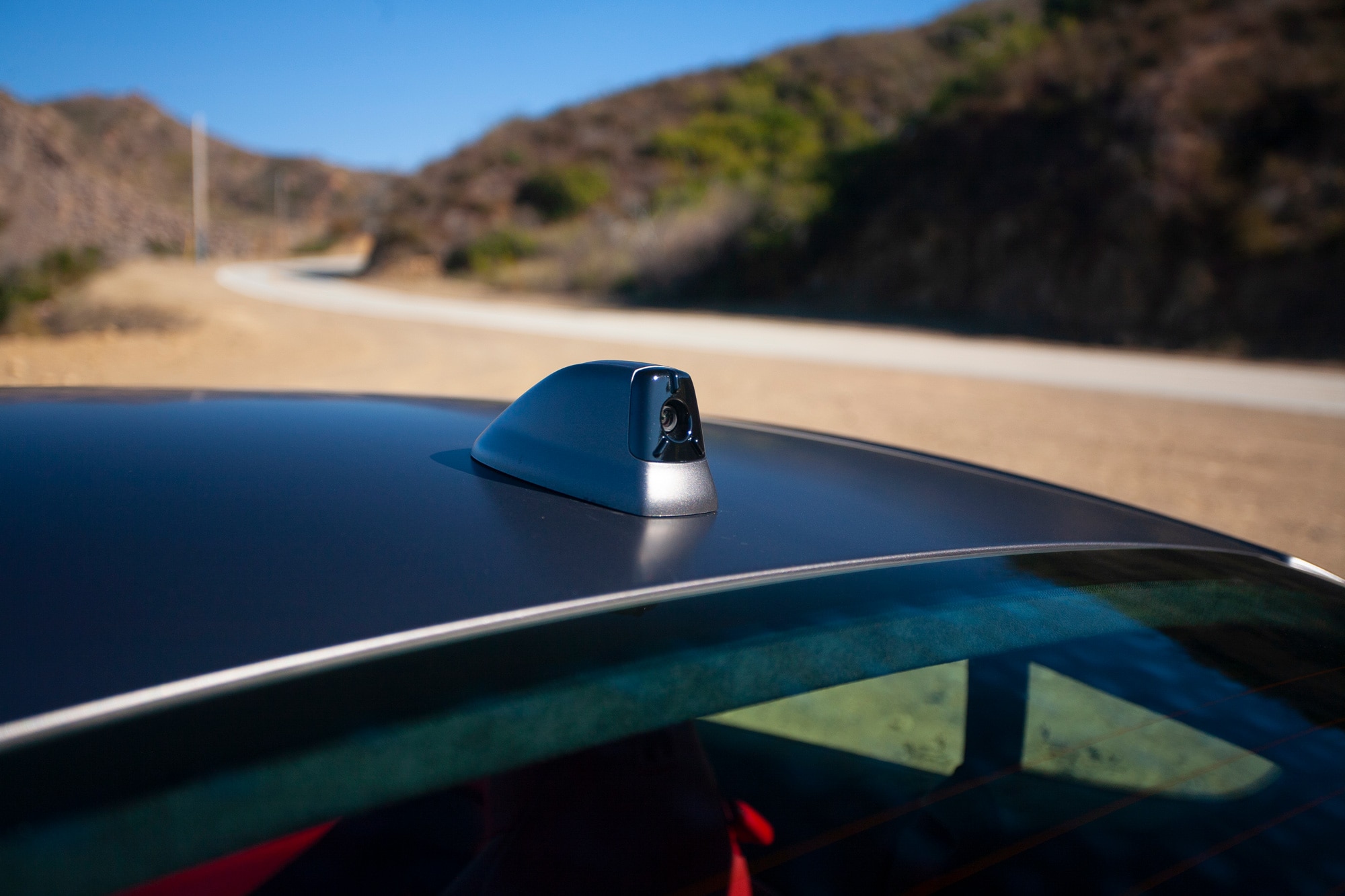 Antenna and camera on a black 2024 Maserati GranTurismo