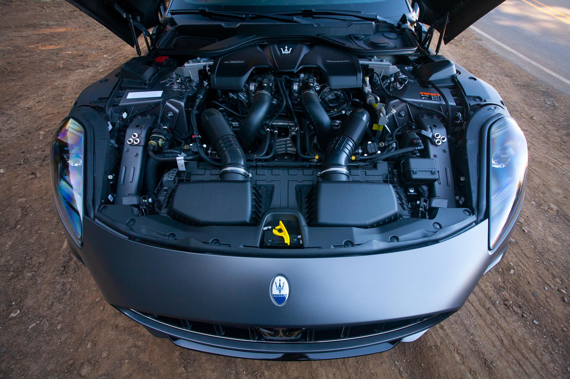 Engine bay in a 2024 Maserati GranTurismo