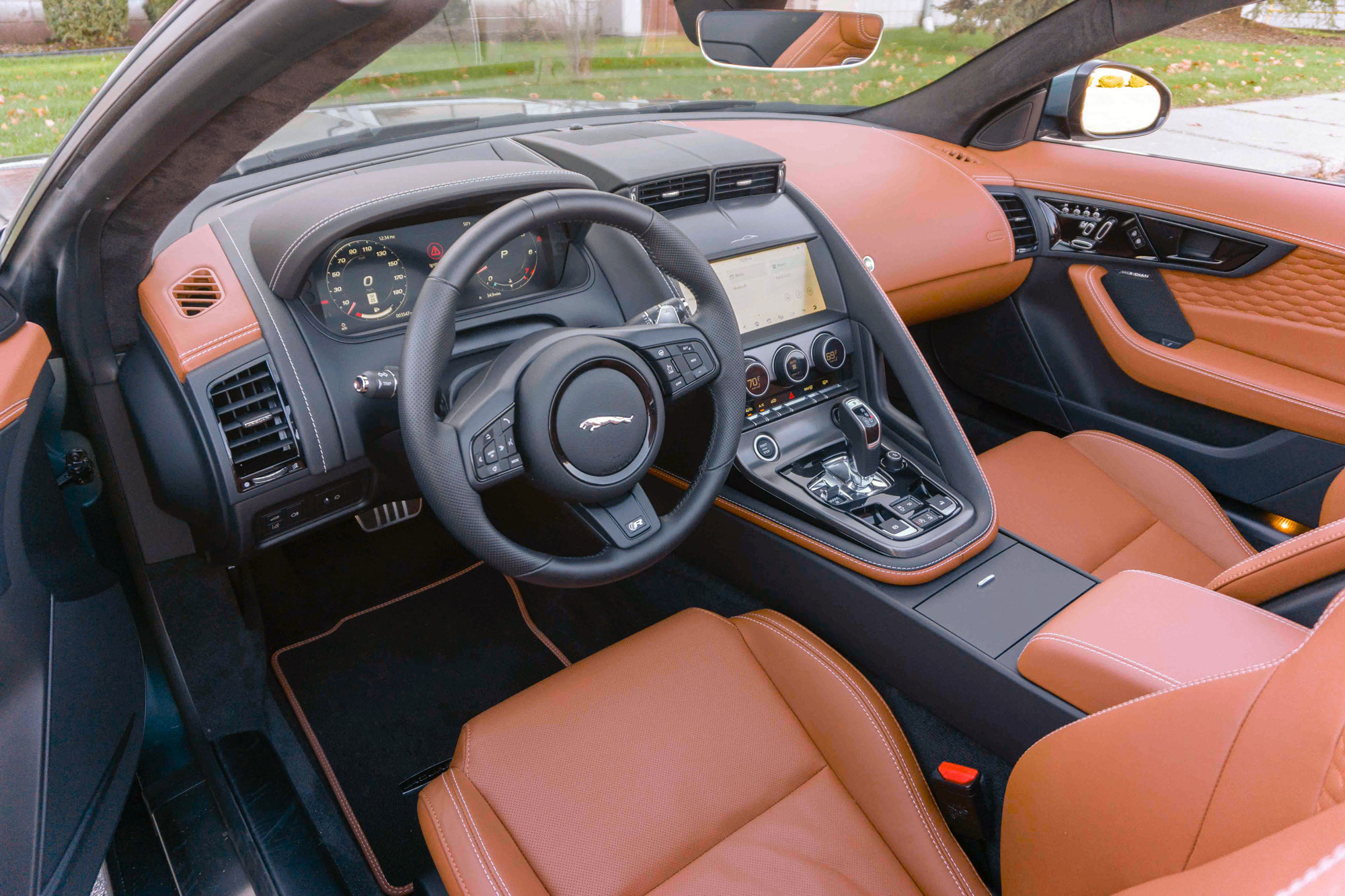 2024 Jaguar F-Type driver seat and steering wheel.
