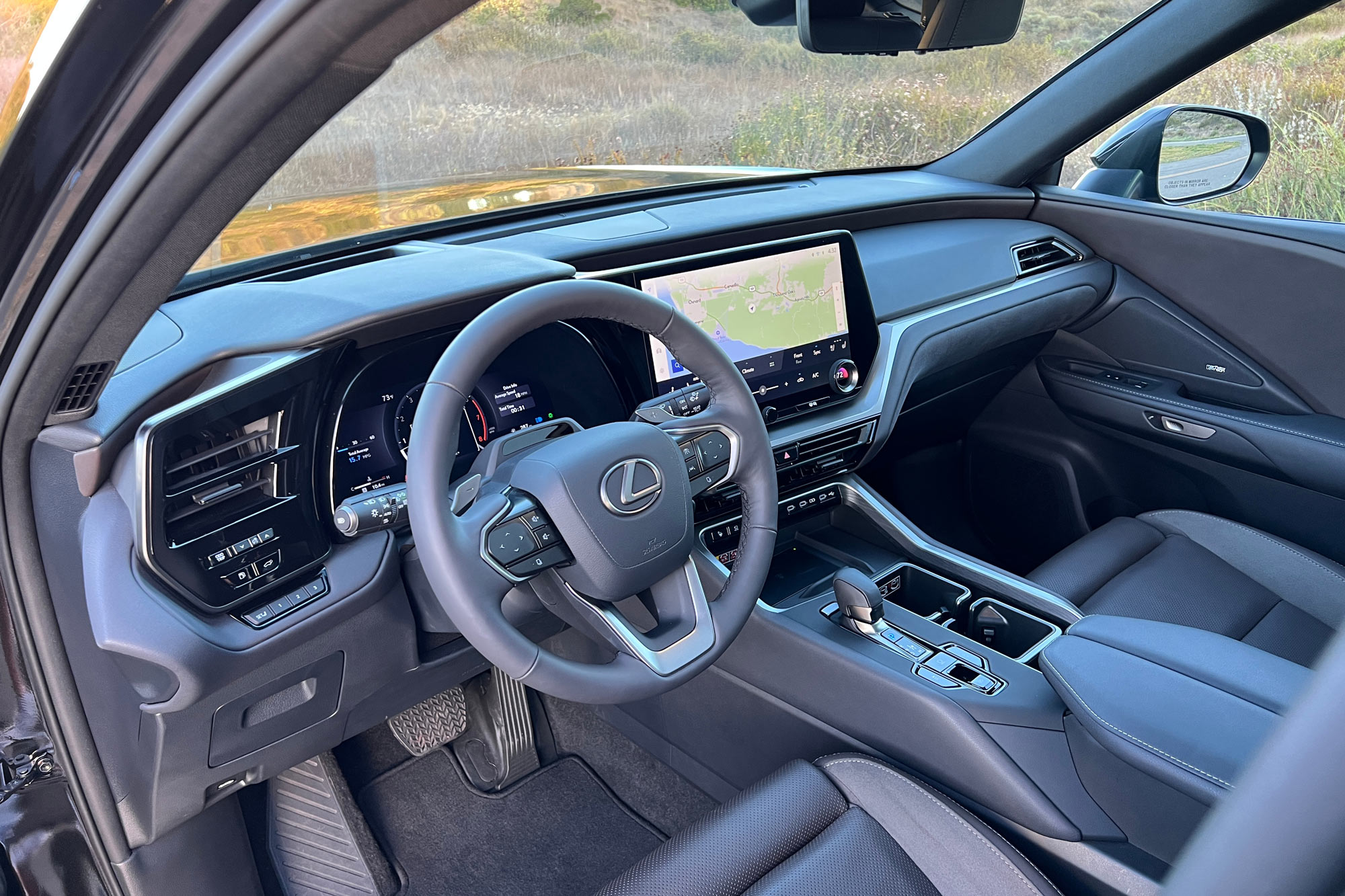  2024 Lexus TX interior and steering wheel.