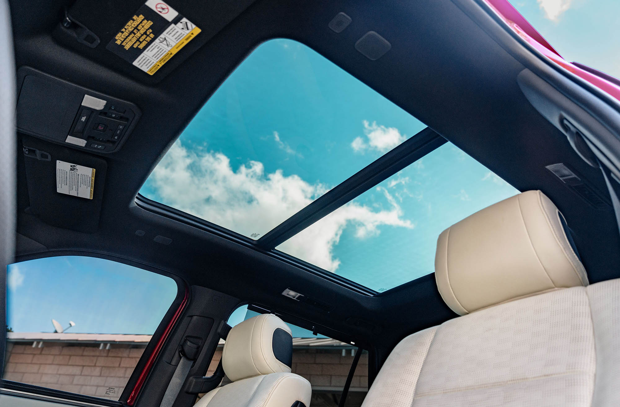 Interior of Toyota Sequoia with large moonroof