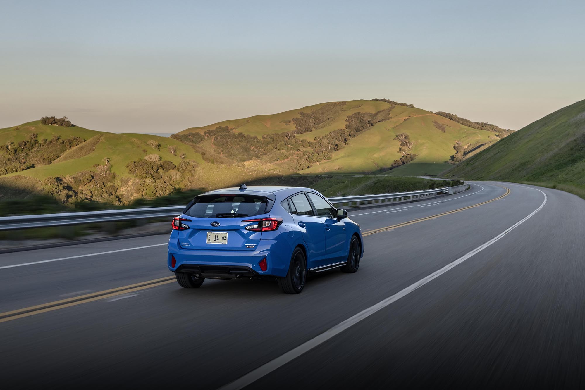 Subaru Impreza in blue rear view