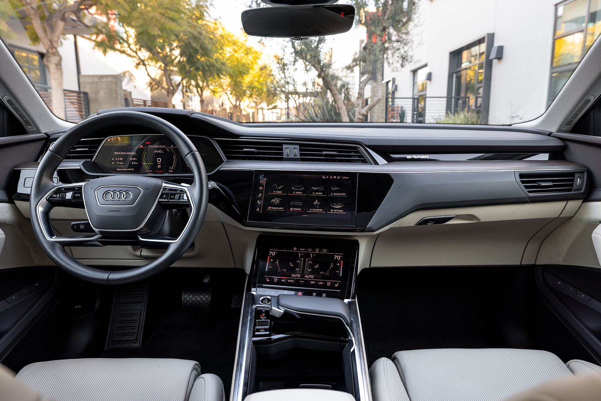  Audi e-tron interior in Pearl Beige.