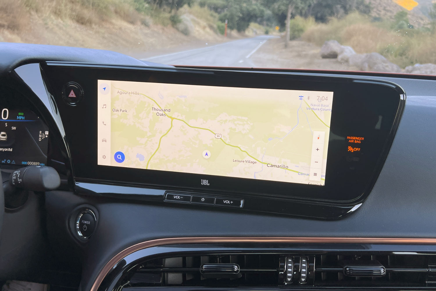 Infotainment screen in the 2023 Toyota Mirai showing a map