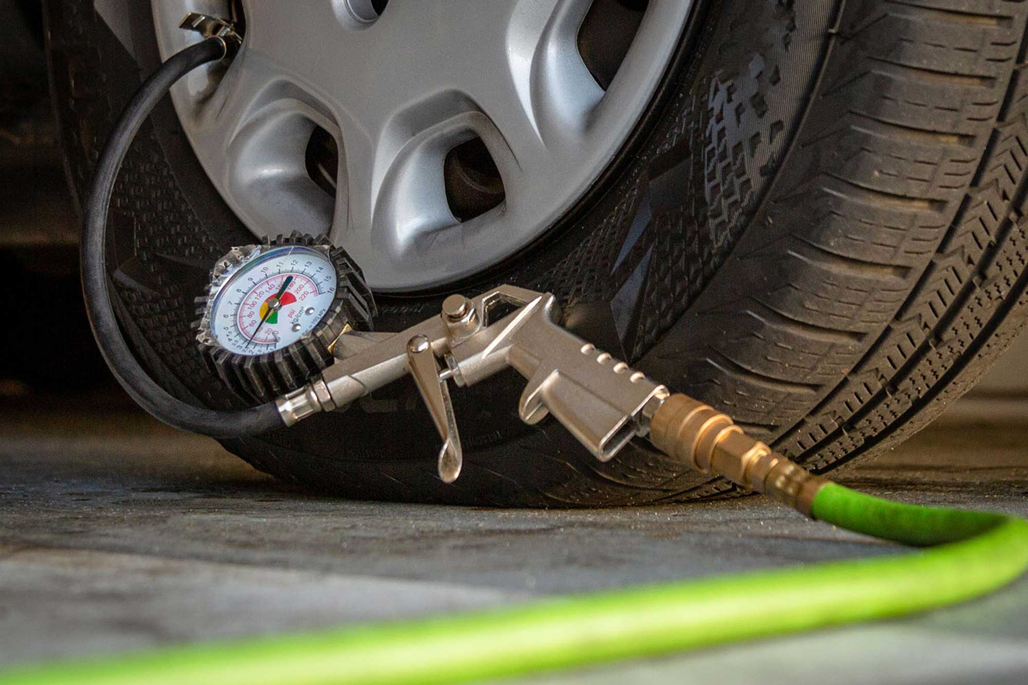 Tire-pressure gage on tire