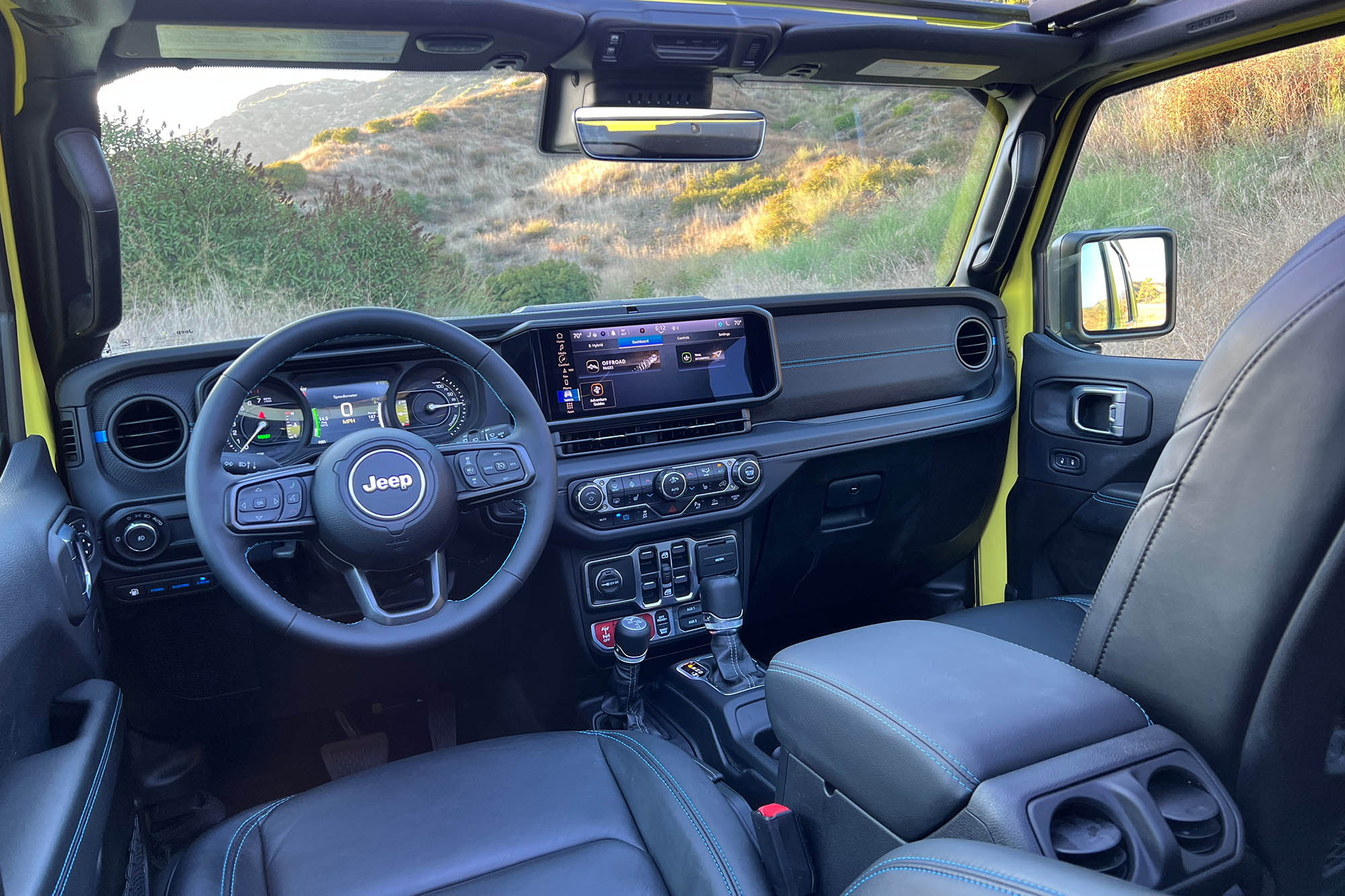 Dashboard view of the 2024 Jeep Wrangler Rubicon 4xe