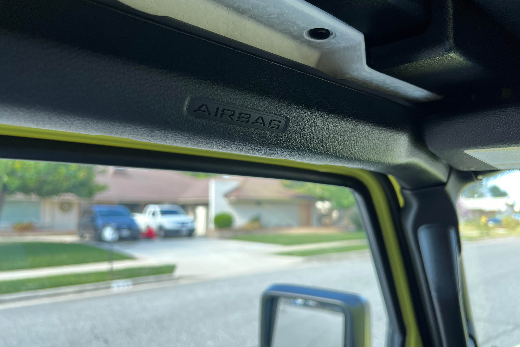 View of the side-impact airbag in a 2024 Jeep Wrangler Rubicon 4xe
