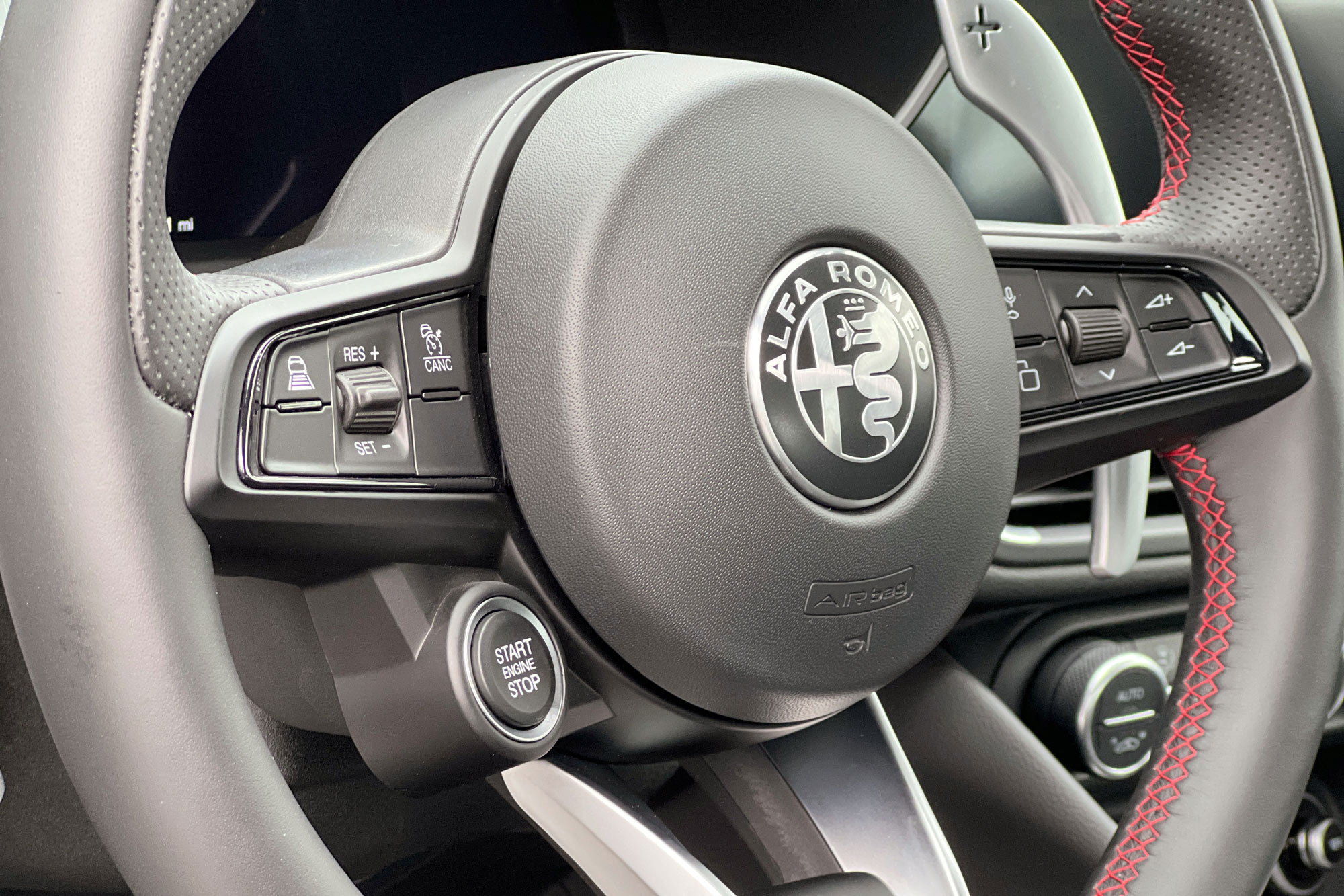 Steering wheel controls in a 2024 Alfa Romeo Giulia