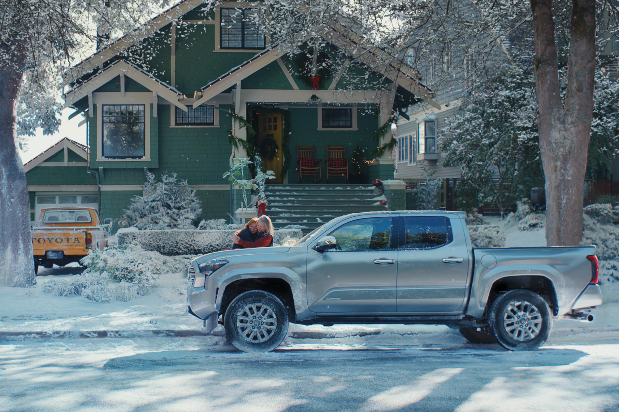 Two Toyota trucks in a television advertisement