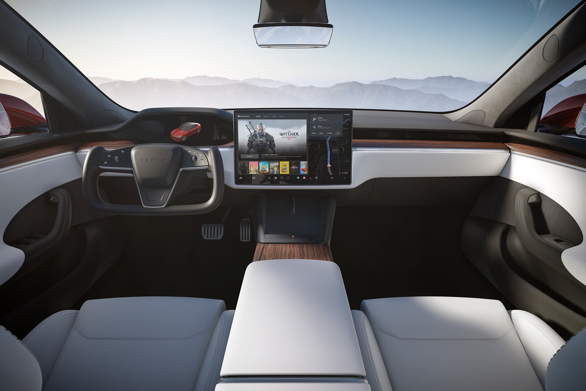 Tesla Model S interior in white