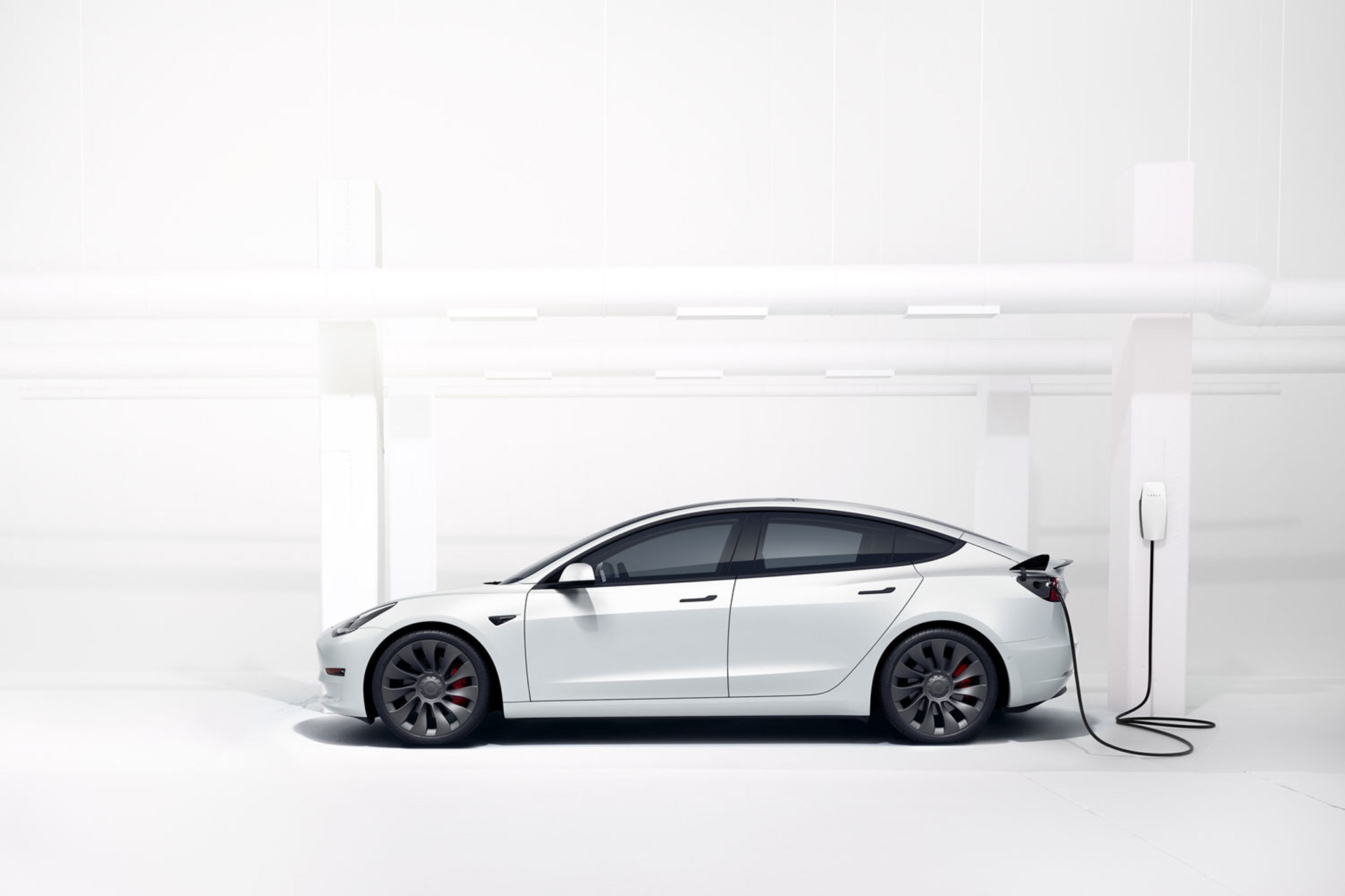 White Tesla Model 3