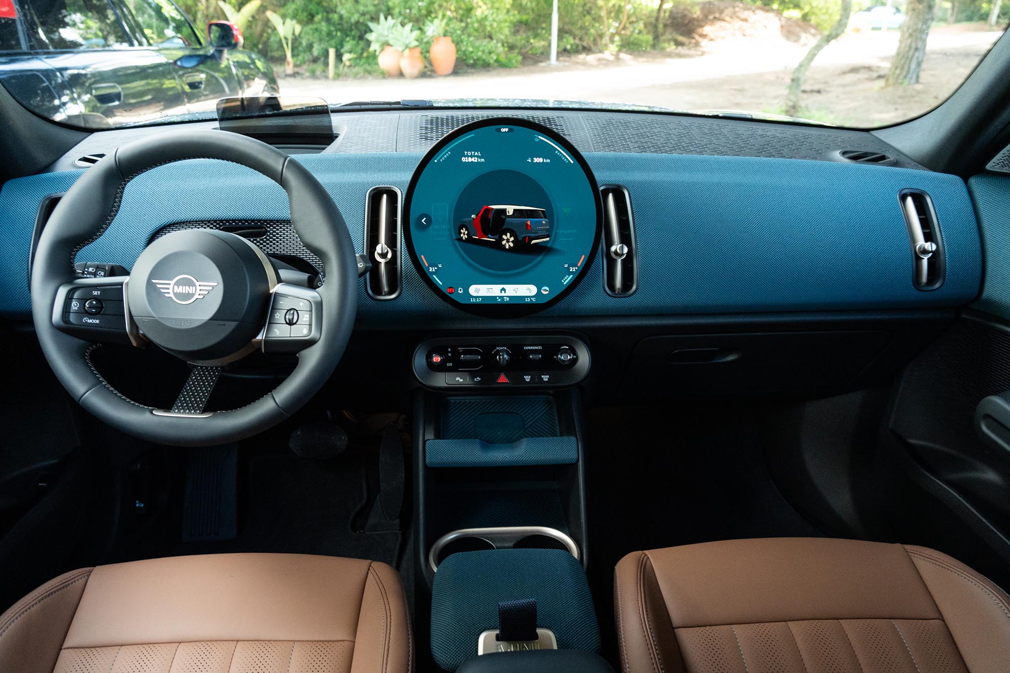 Front seats and dashboard of a 2025 Mini Countryman