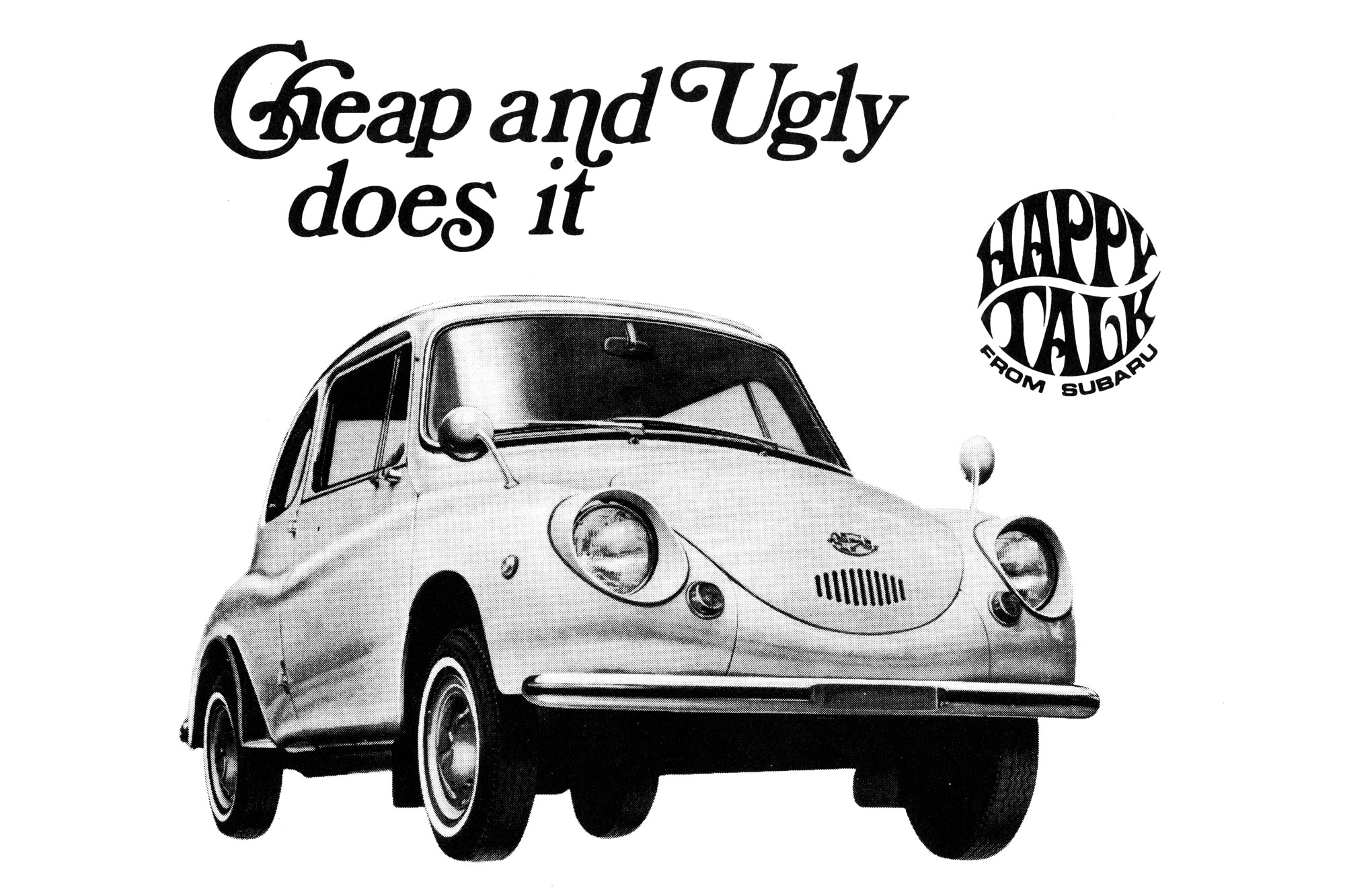Advertisement for a Subaru 360 coupe