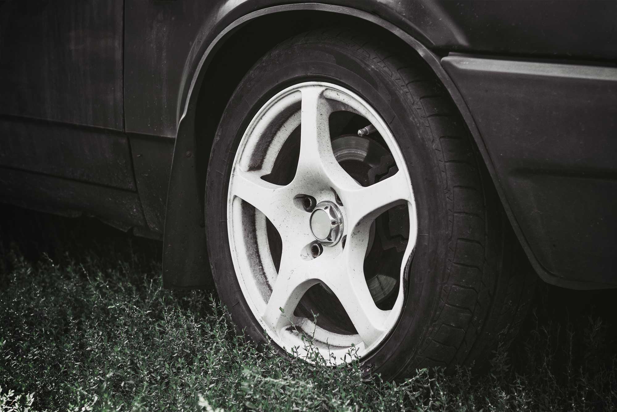 Bent car wheel