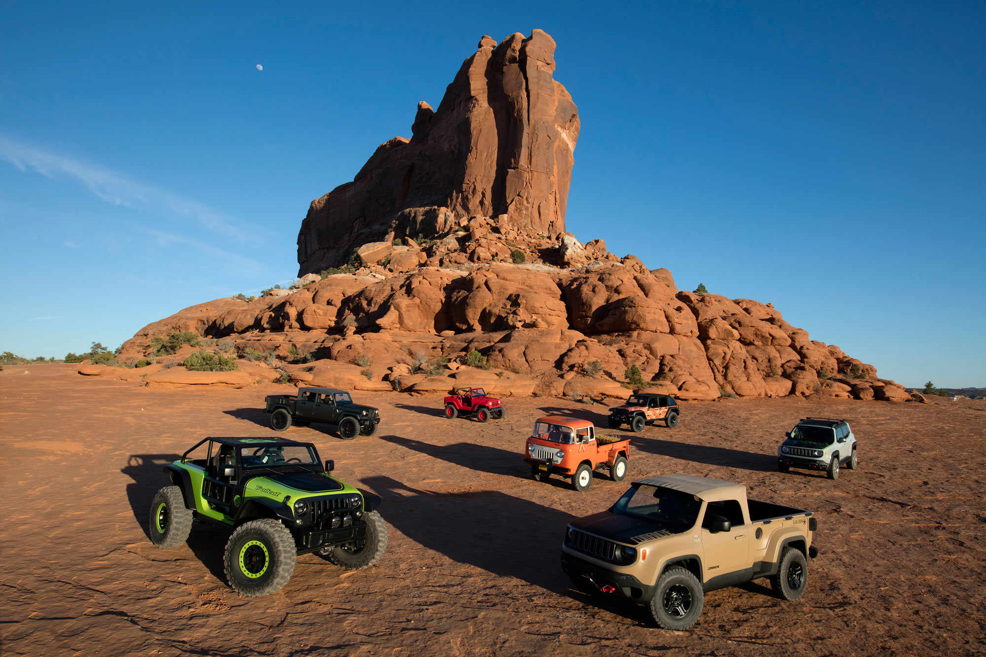 Several Jeeps parked near Moab