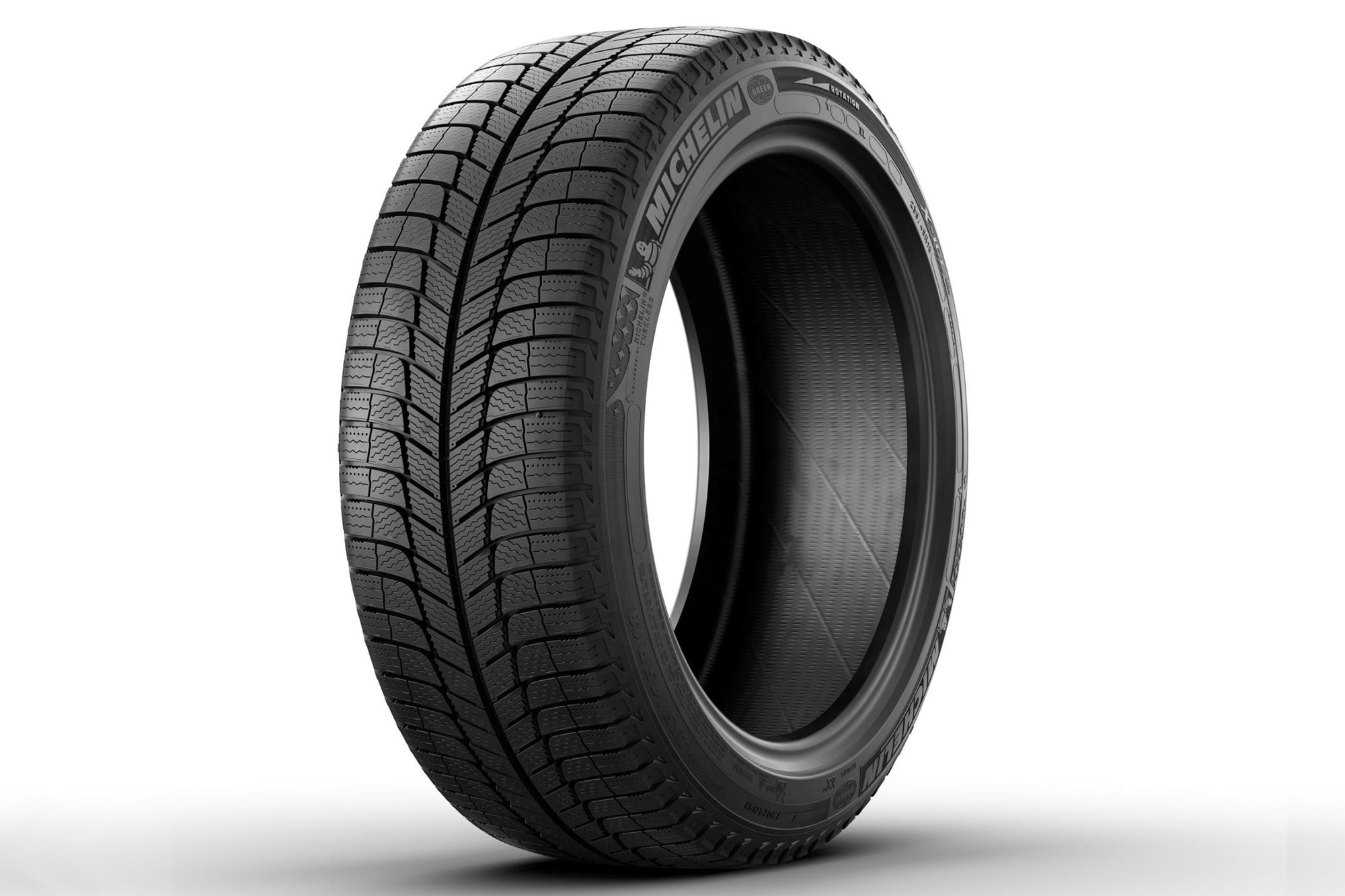 A Michelin XICE XI3 directional tire