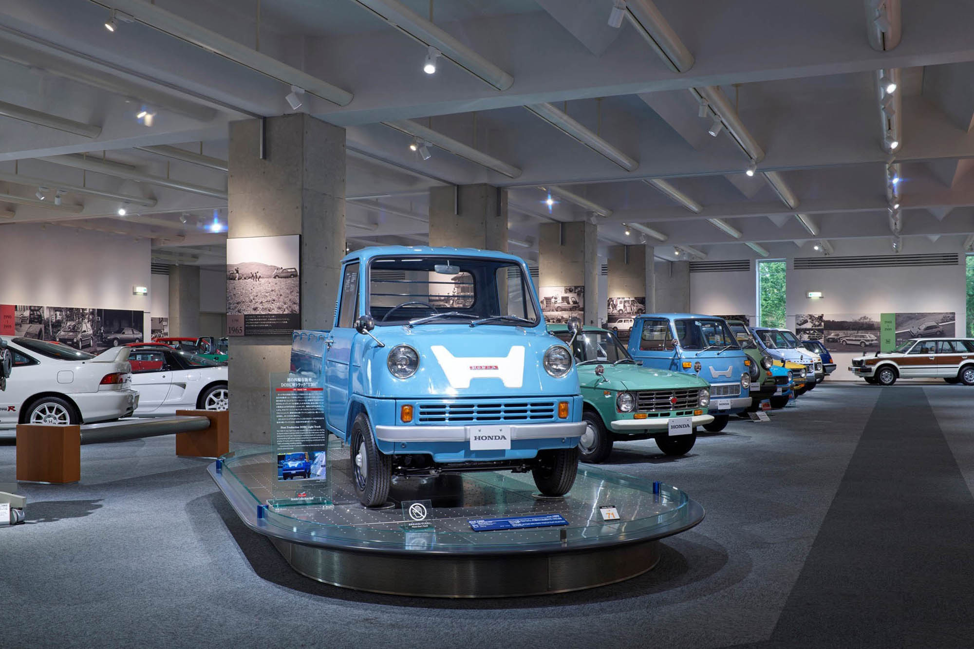 Display of historic Honda vehicles