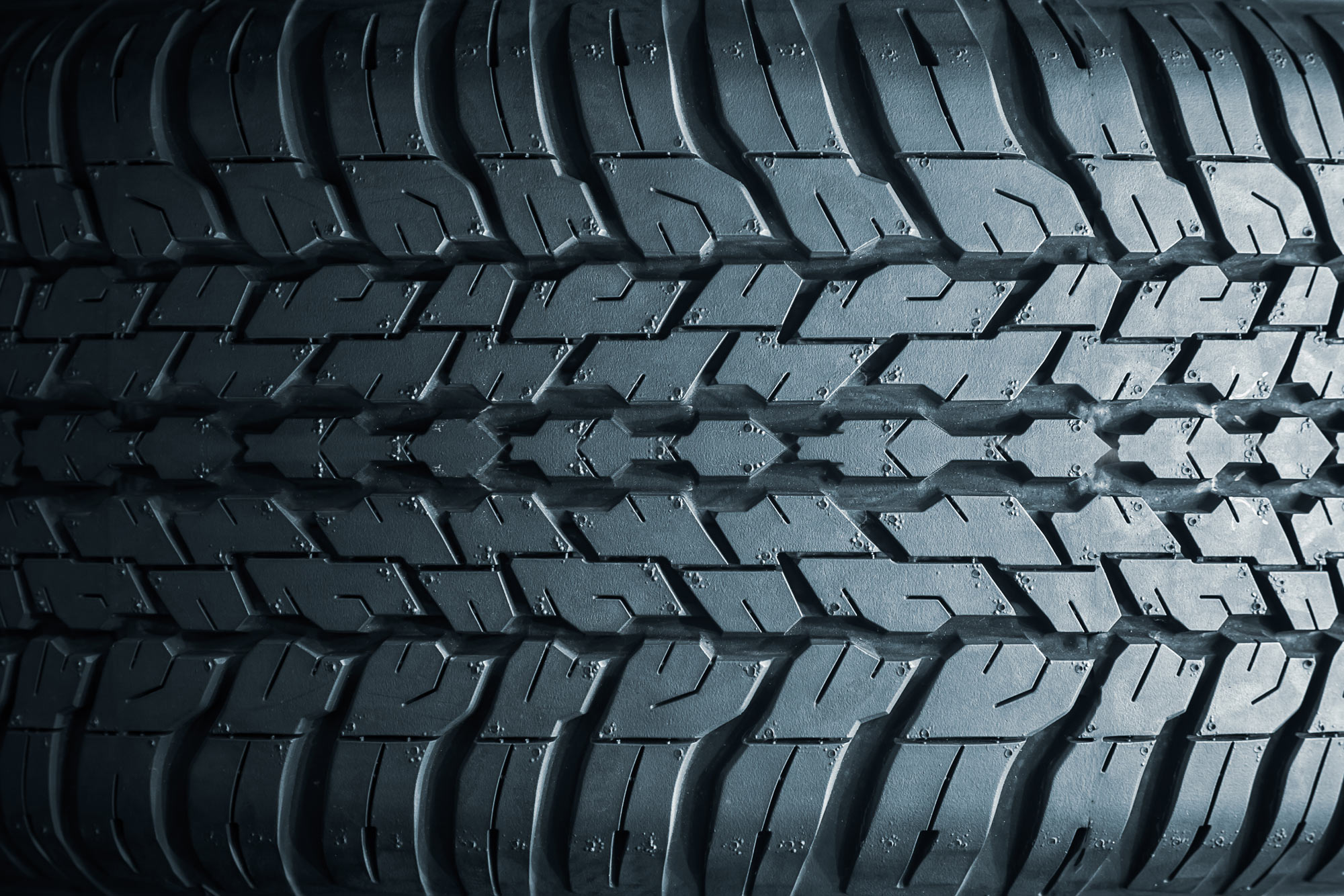 Up-close tire tread pattern