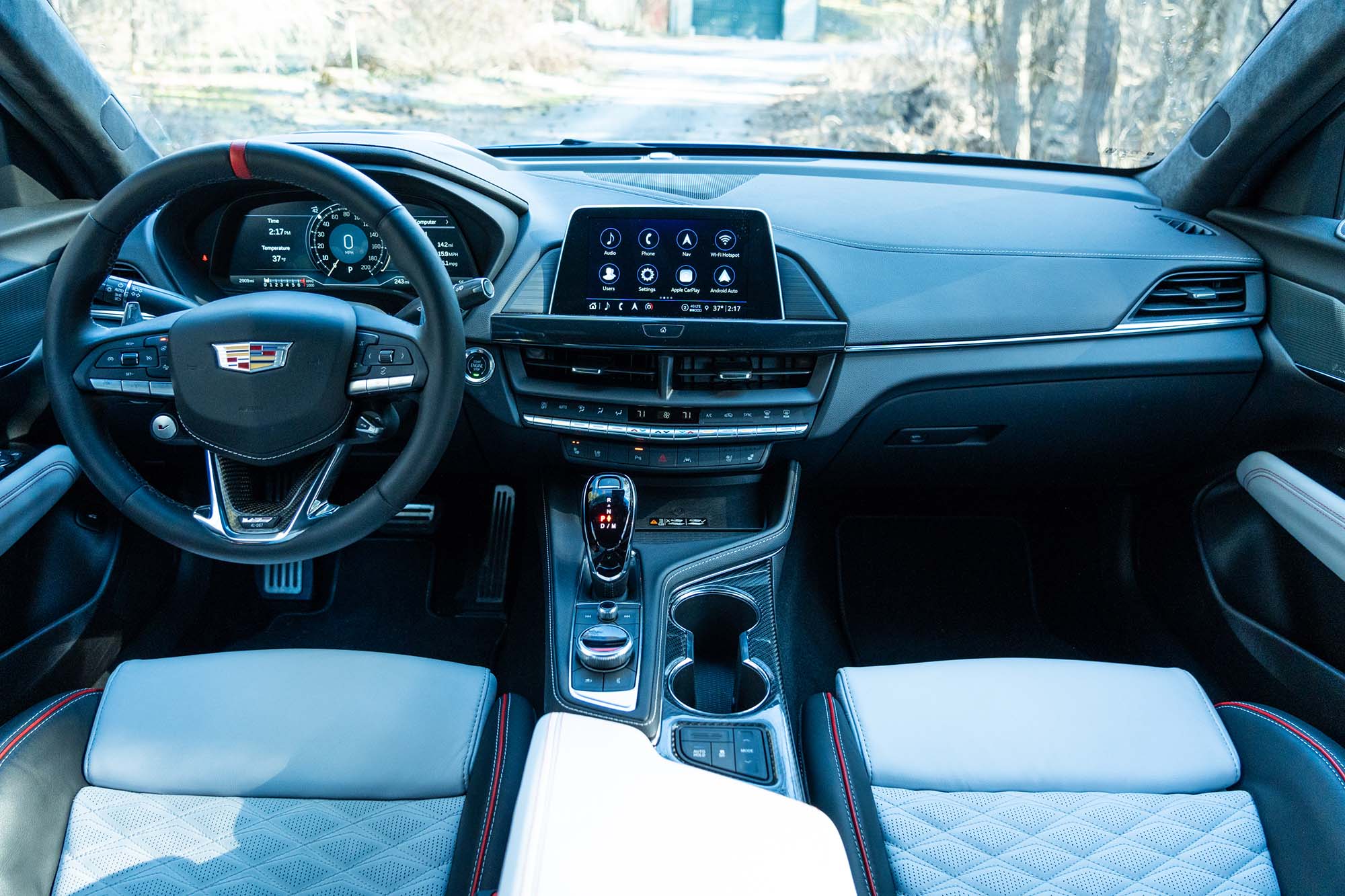 2024 Cadillac CT4-V Blackwing interior showing the dashboard and front seats.