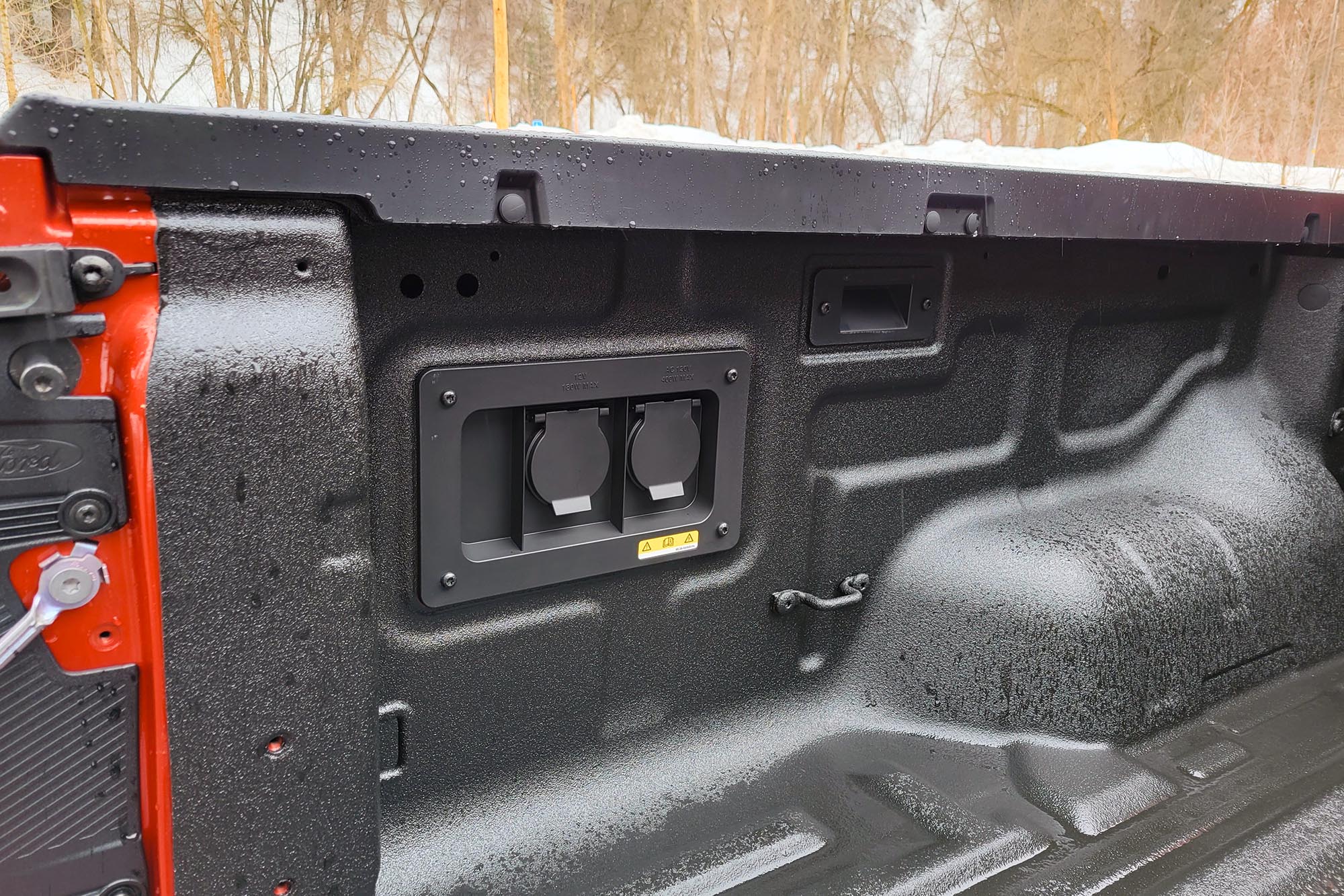 Power outlets in the 2024 Ford Ranger cargo bed.