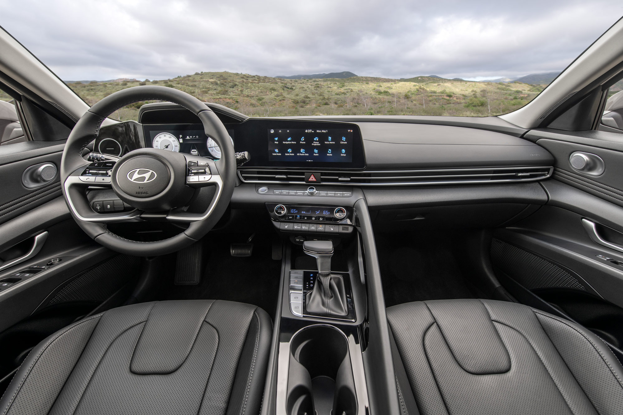 2024 Hyundai Elantra interior, steering wheel, and infotainment screen