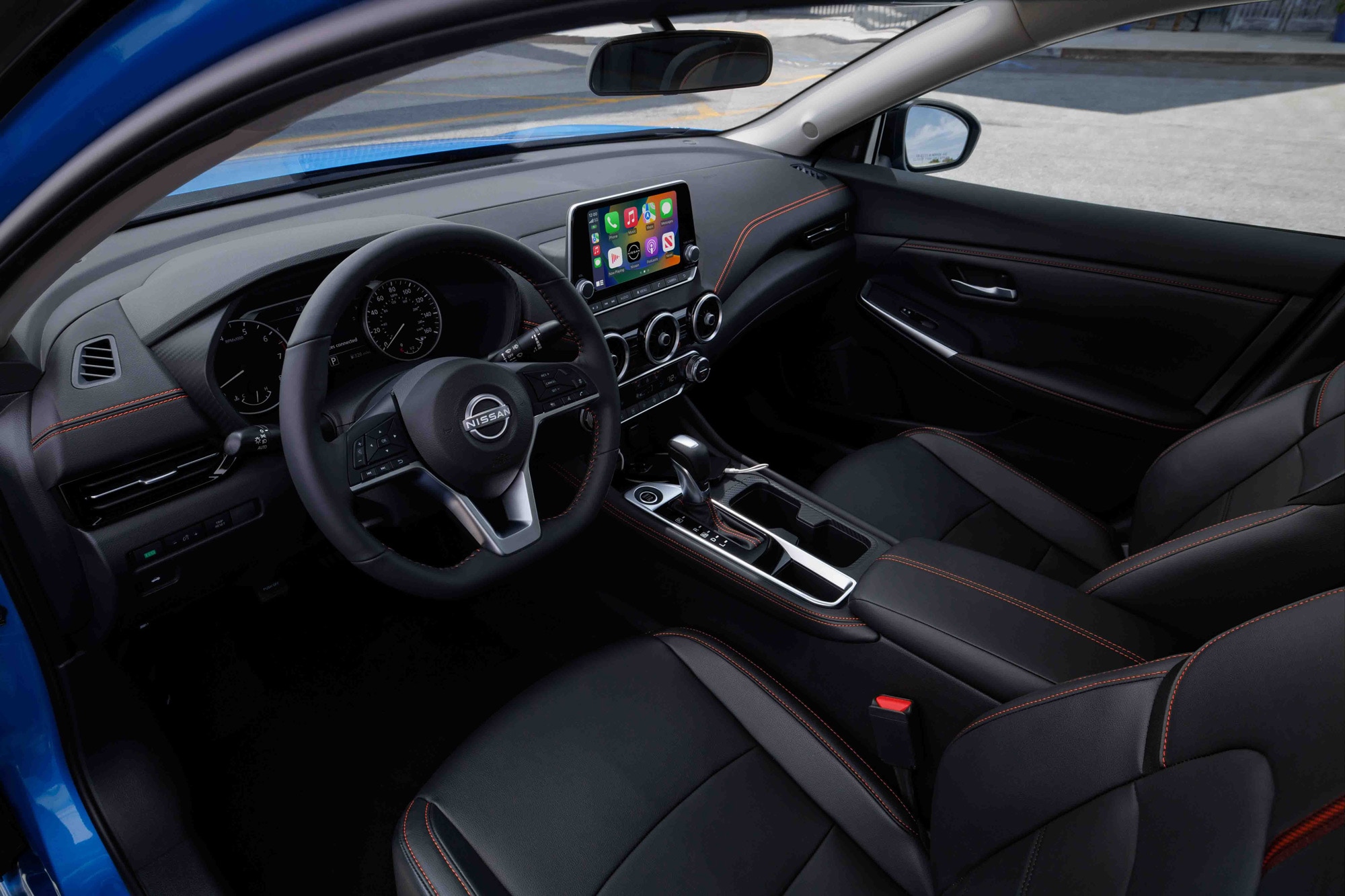 2024 Nissan Sentra interior, steering wheel, and infotainment screen