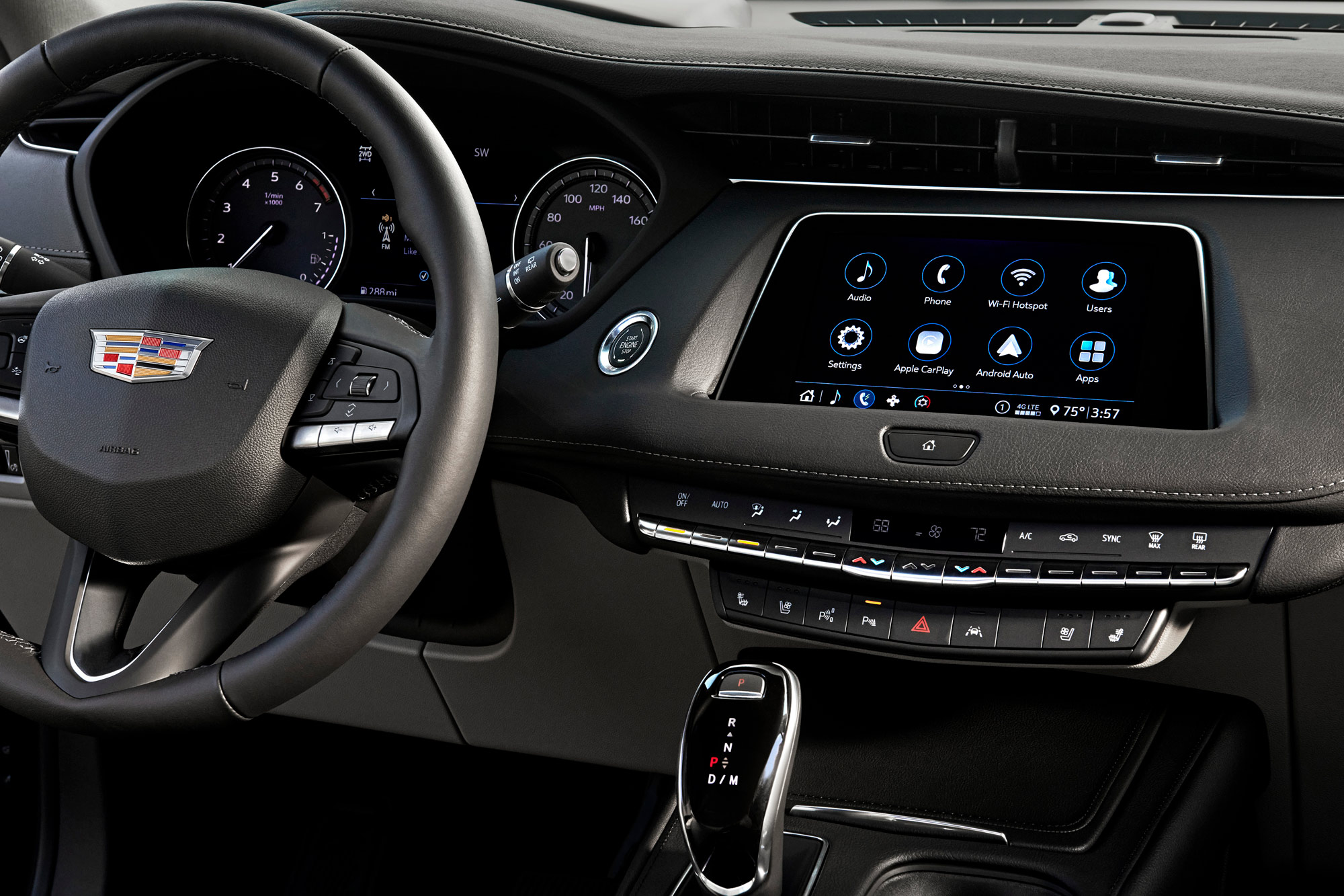 Dashboard and steering wheel in a 2023 Cadillac XT4