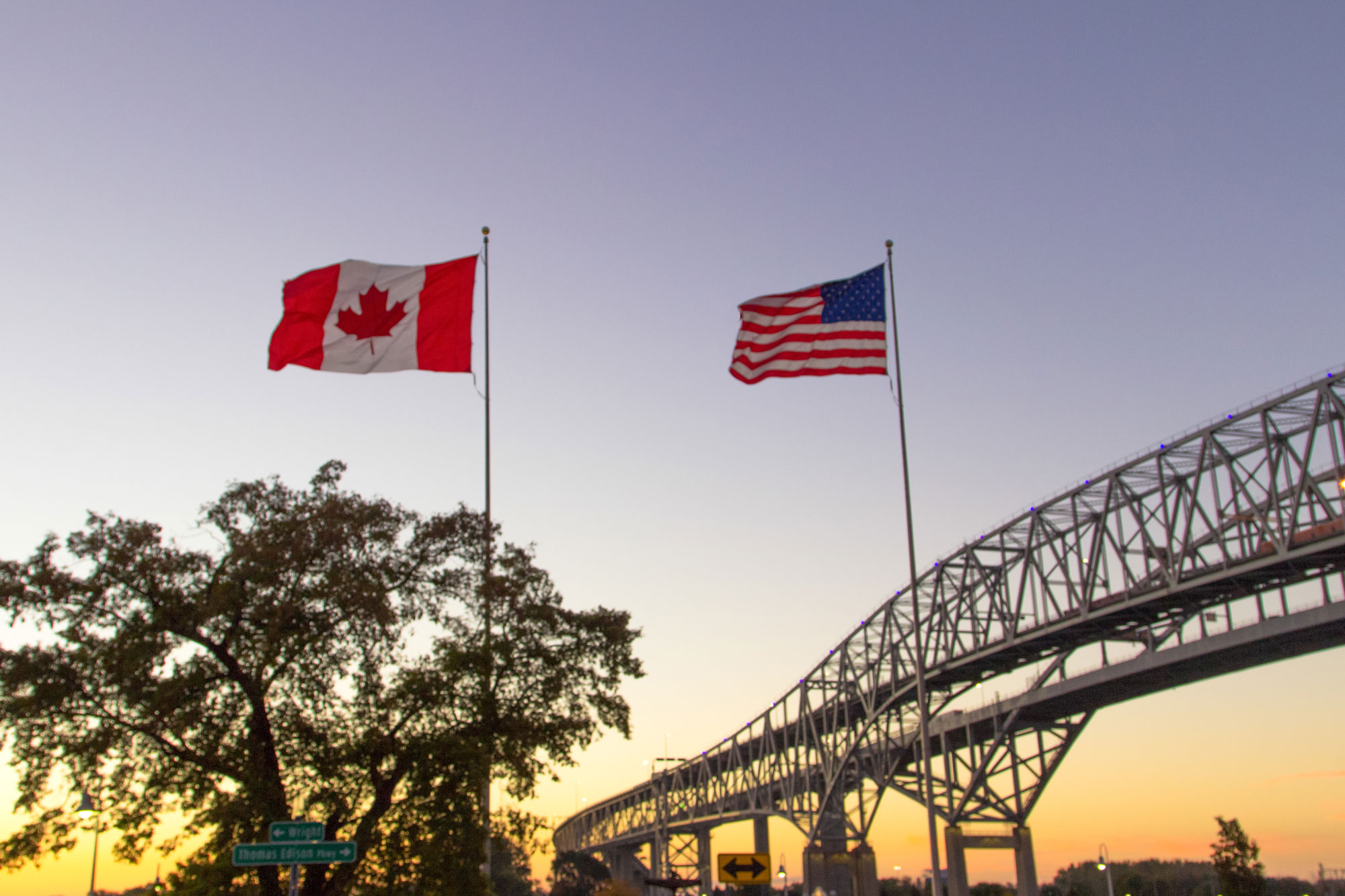 Canadian and U.S. flags