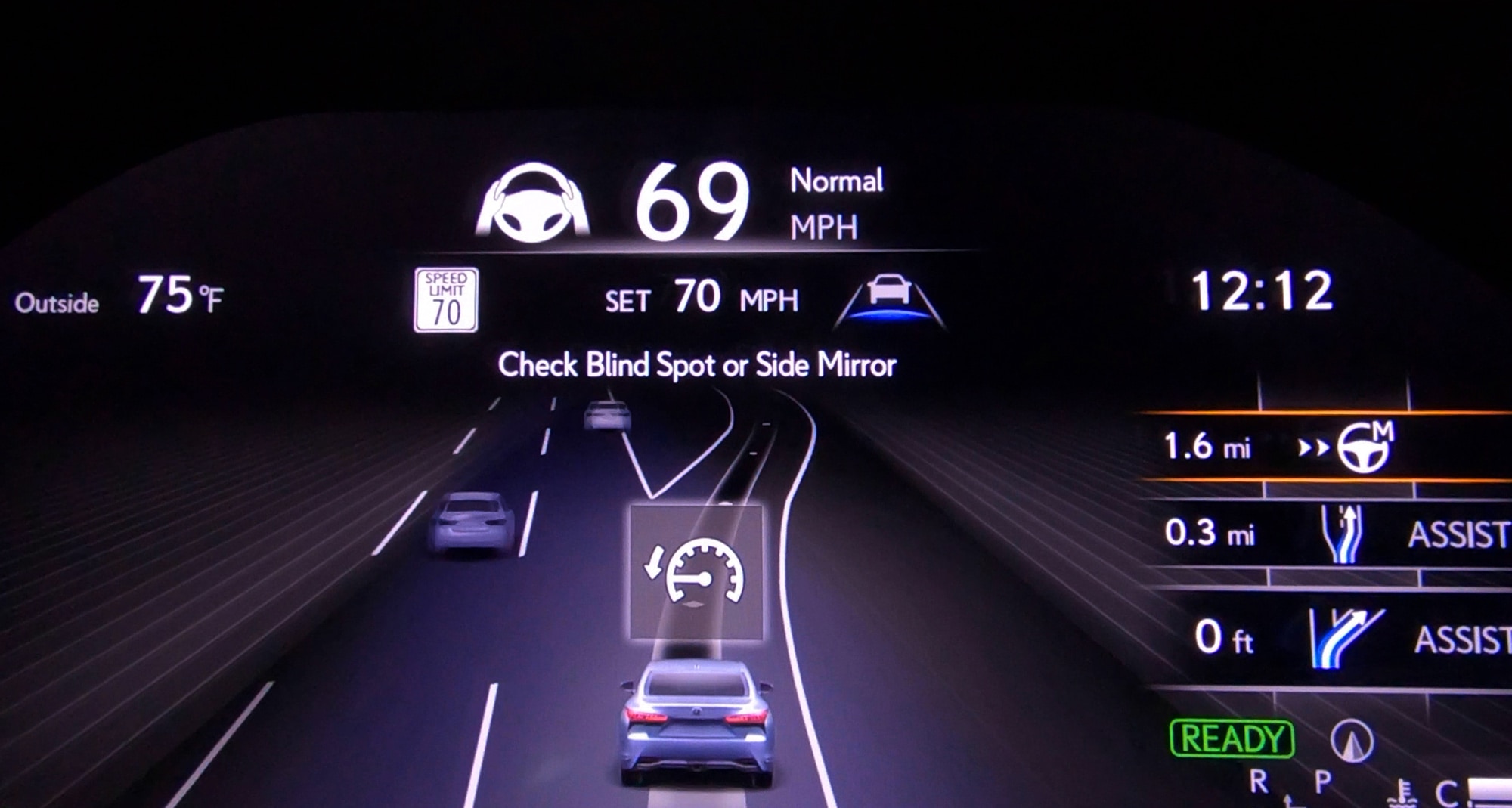 Driver display screen with Teammate activated