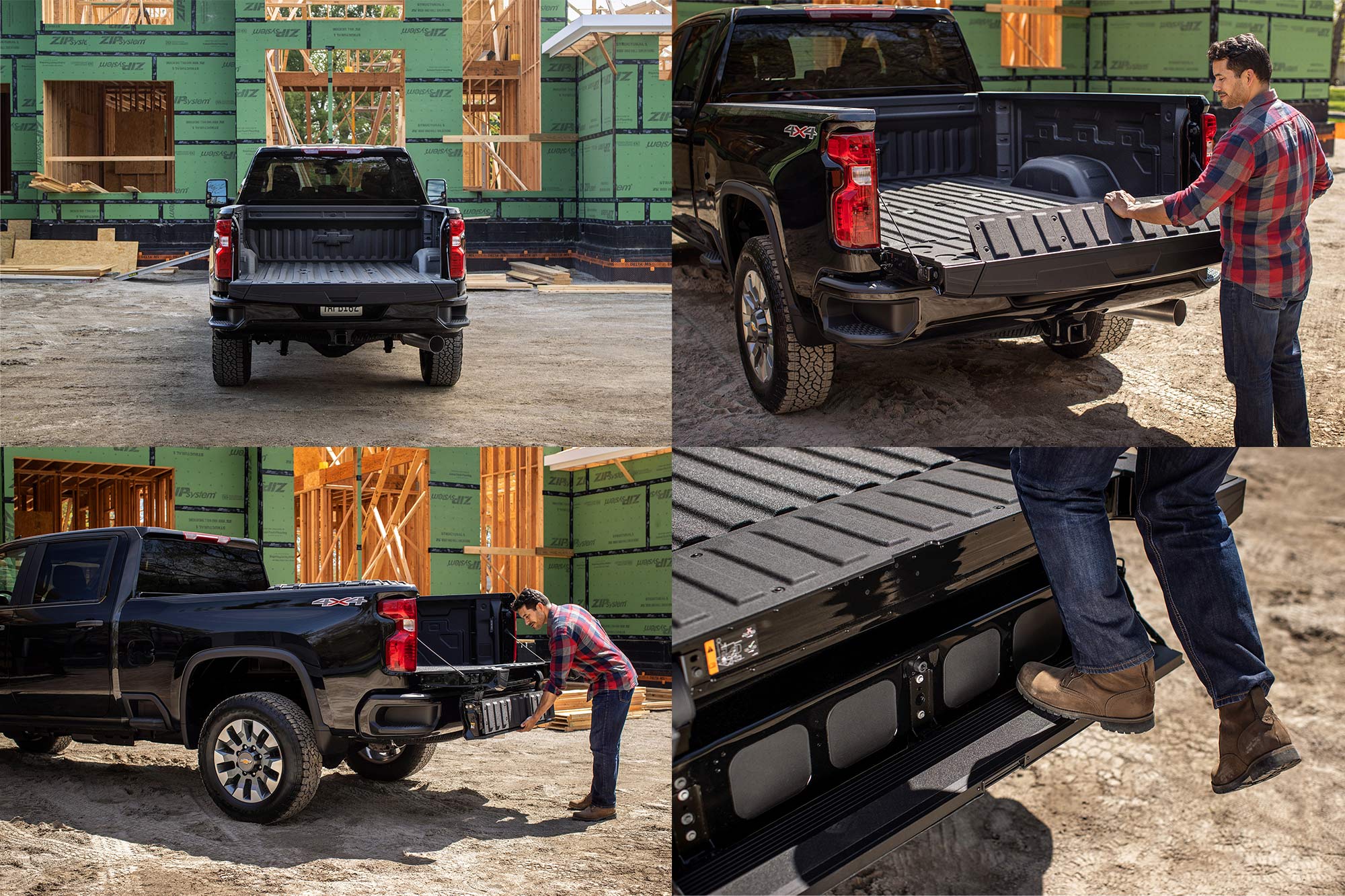 Four of the six functions of Chevrolet Silverado Multi-Flex tailgate.