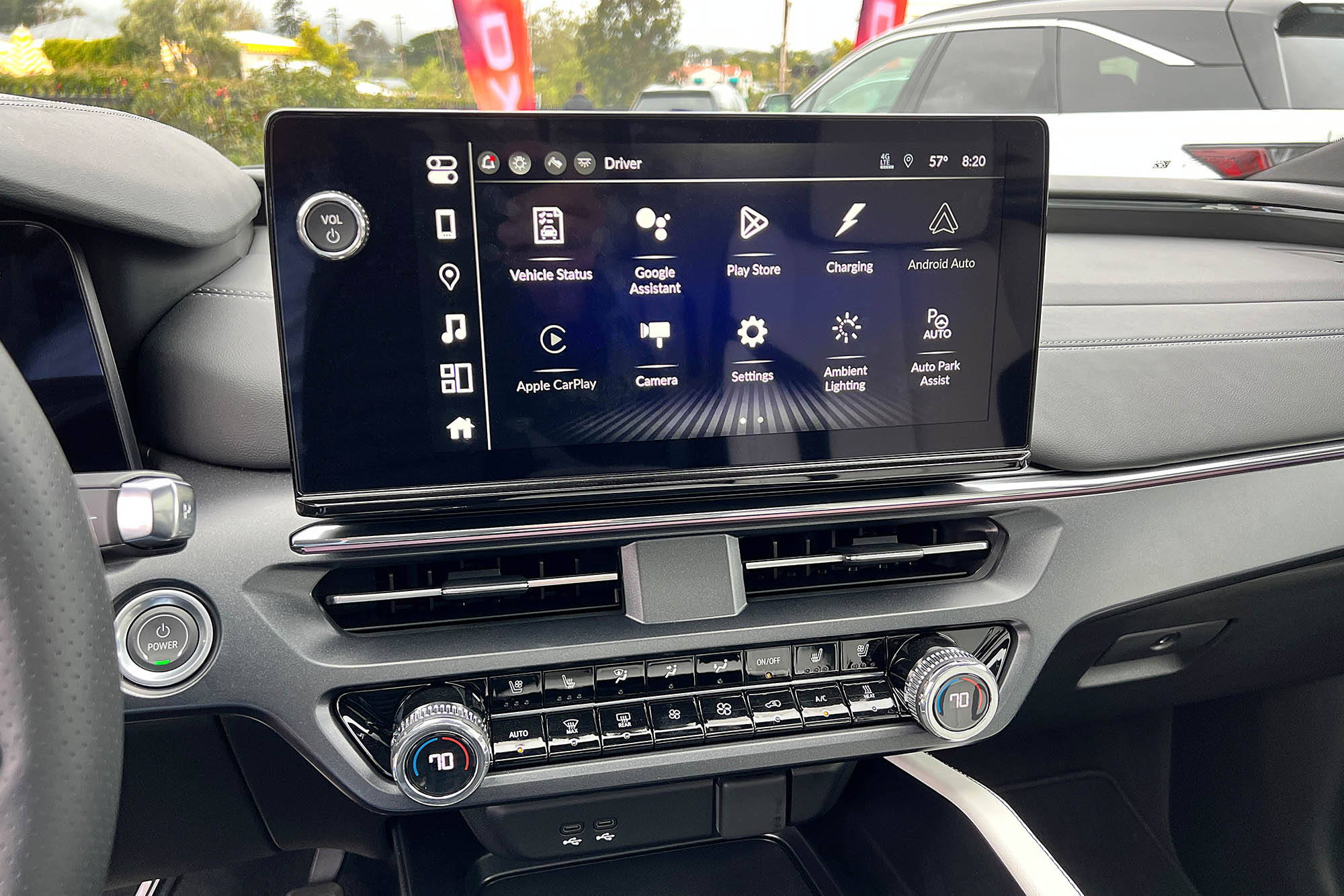 View of the home screen of the Google built-in infotainment system in a 2024 Acura ZDX Type S.
