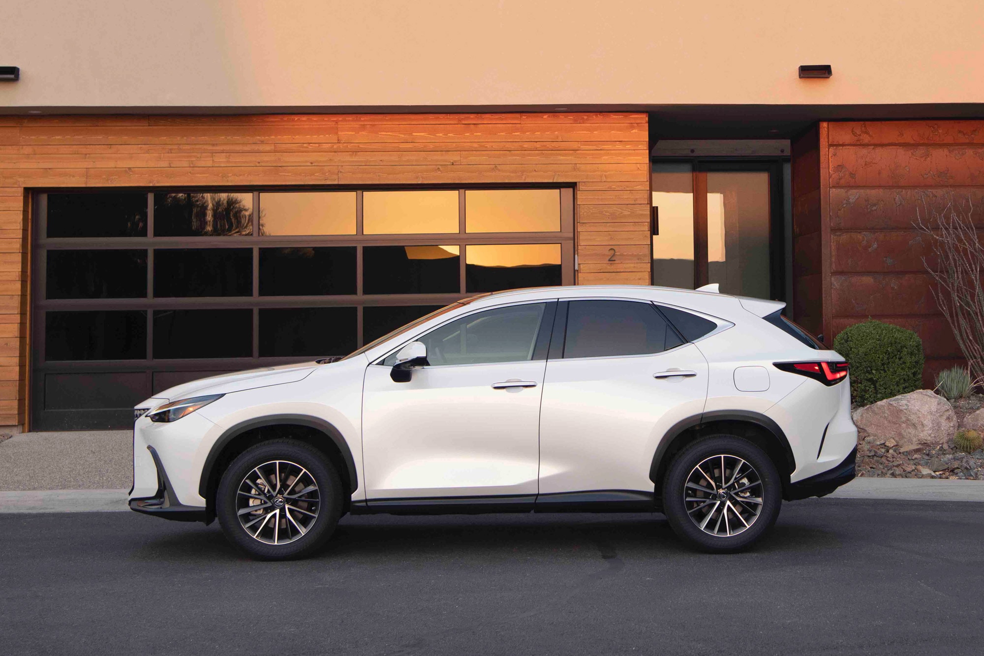 Side of a white 2024 Lexus NX