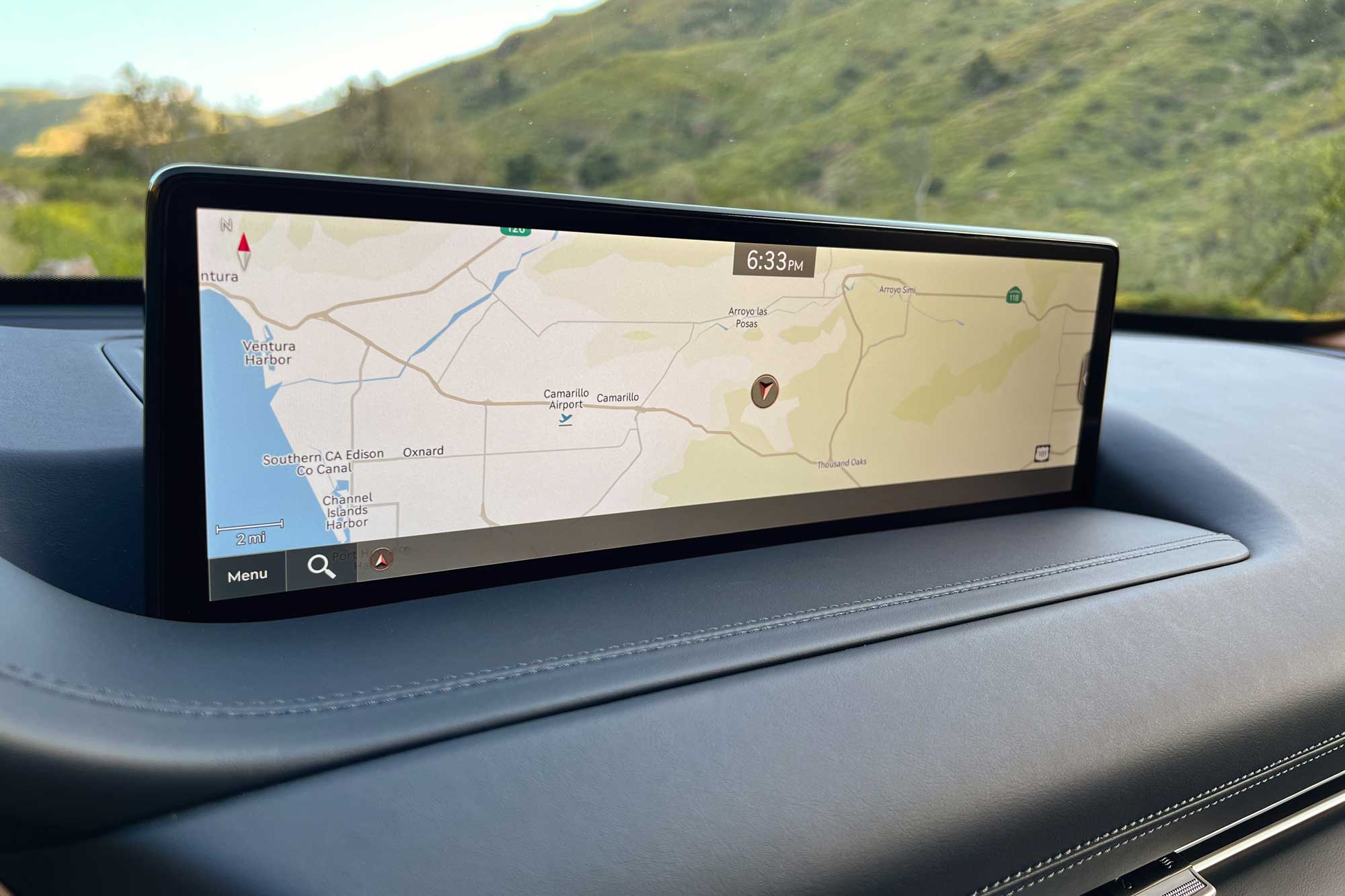 View of the 2024 Genesis GV80 infotainment system screen showing the navigation map.